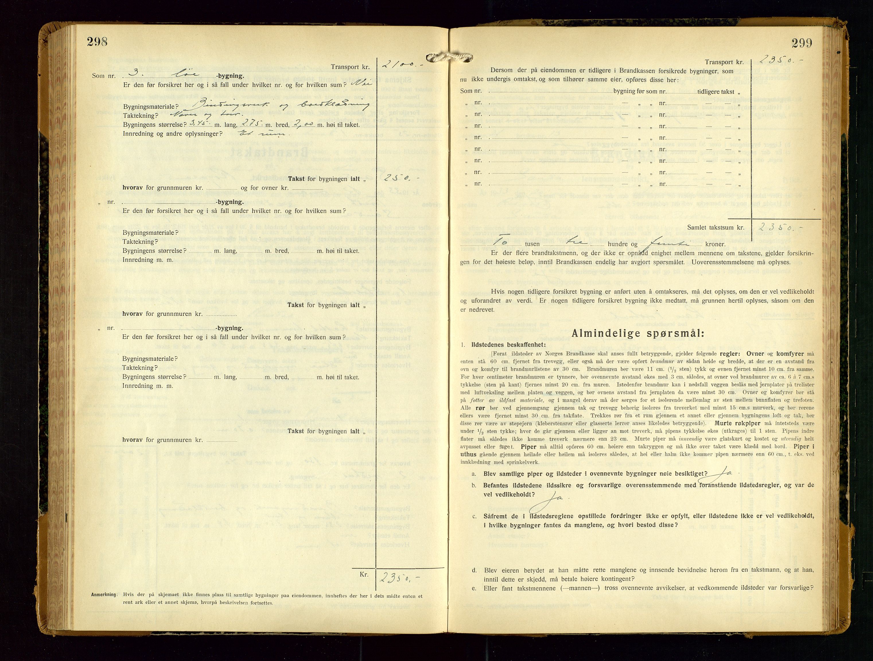 Sauda lensmannskontor, AV/SAST-A-100177/Gob/L0003: Branntakstprotokoll - skjematakst, 1928-1936, s. 298-299