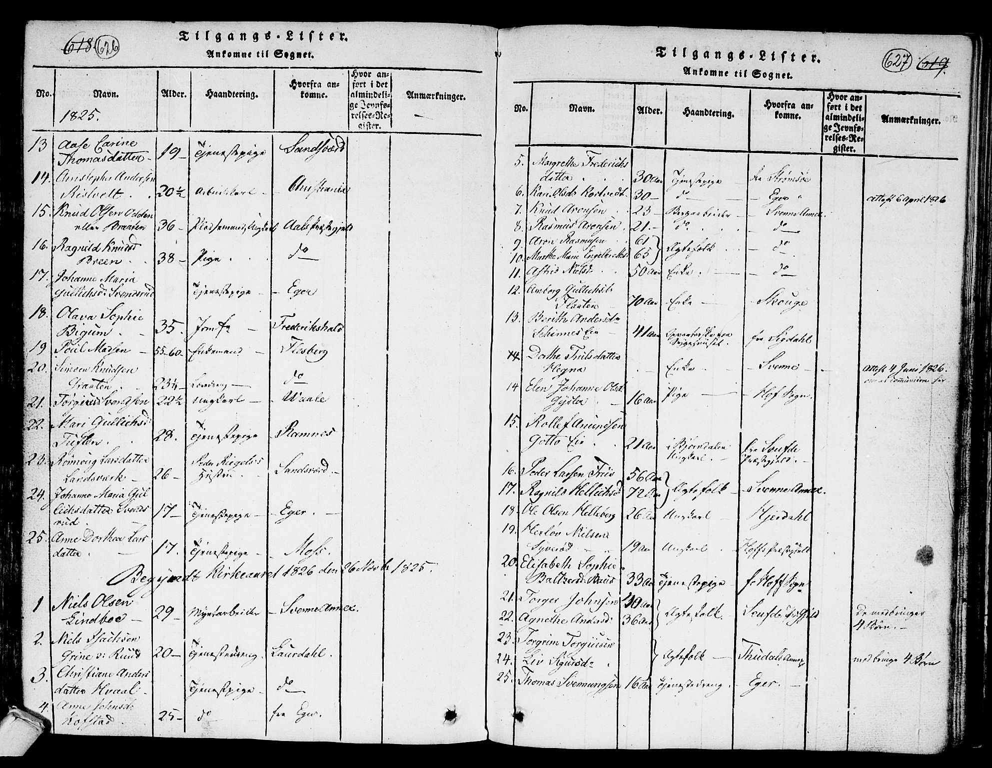 Kongsberg kirkebøker, AV/SAKO-A-22/G/Ga/L0001: Klokkerbok nr. 1, 1816-1839, s. 626-627