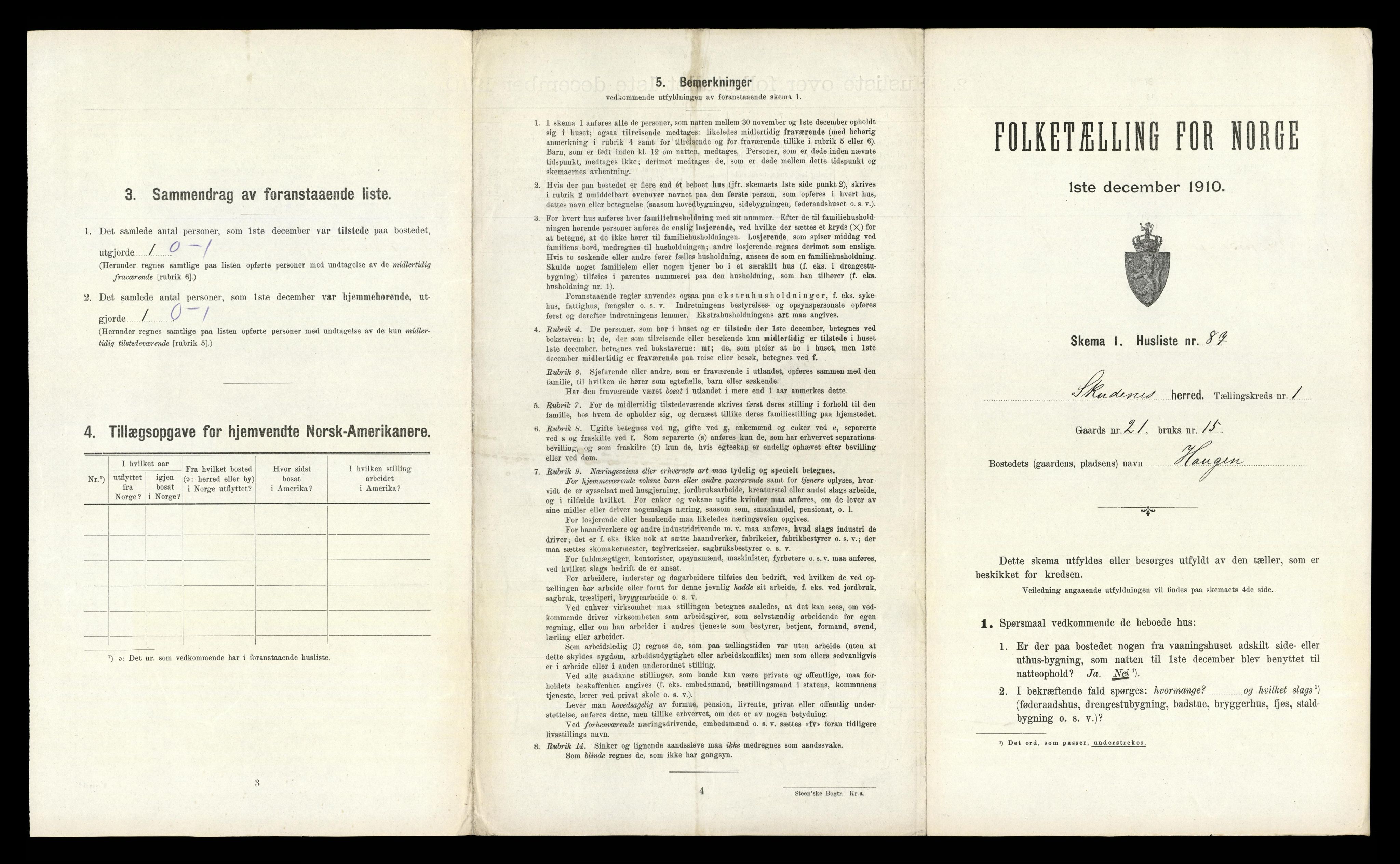 RA, Folketelling 1910 for 1150 Skudenes herred, 1910, s. 209