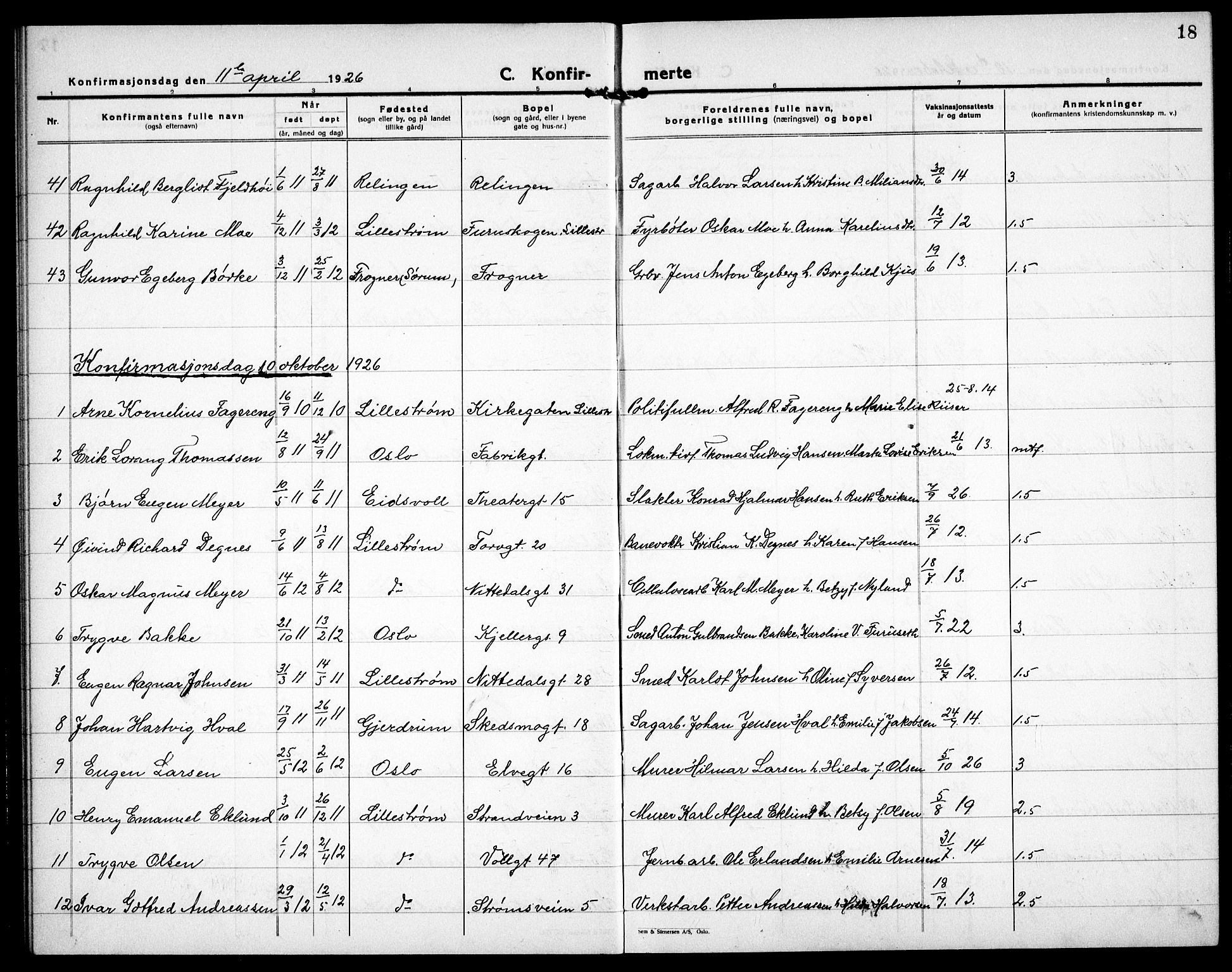 Skedsmo prestekontor Kirkebøker, AV/SAO-A-10033a/G/Gc/L0003: Klokkerbok nr. III 4, 1926-1939, s. 18