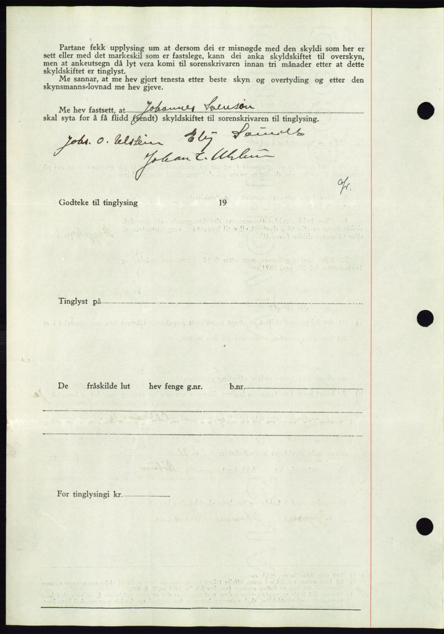 Søre Sunnmøre sorenskriveri, AV/SAT-A-4122/1/2/2C/L0071: Pantebok nr. 65, 1941-1941, Dagboknr: 868/1941