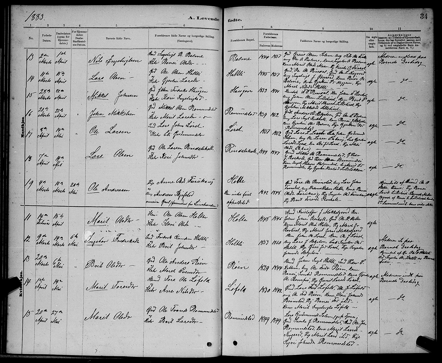 Ministerialprotokoller, klokkerbøker og fødselsregistre - Møre og Romsdal, AV/SAT-A-1454/598/L1077: Klokkerbok nr. 598C02, 1879-1891, s. 34