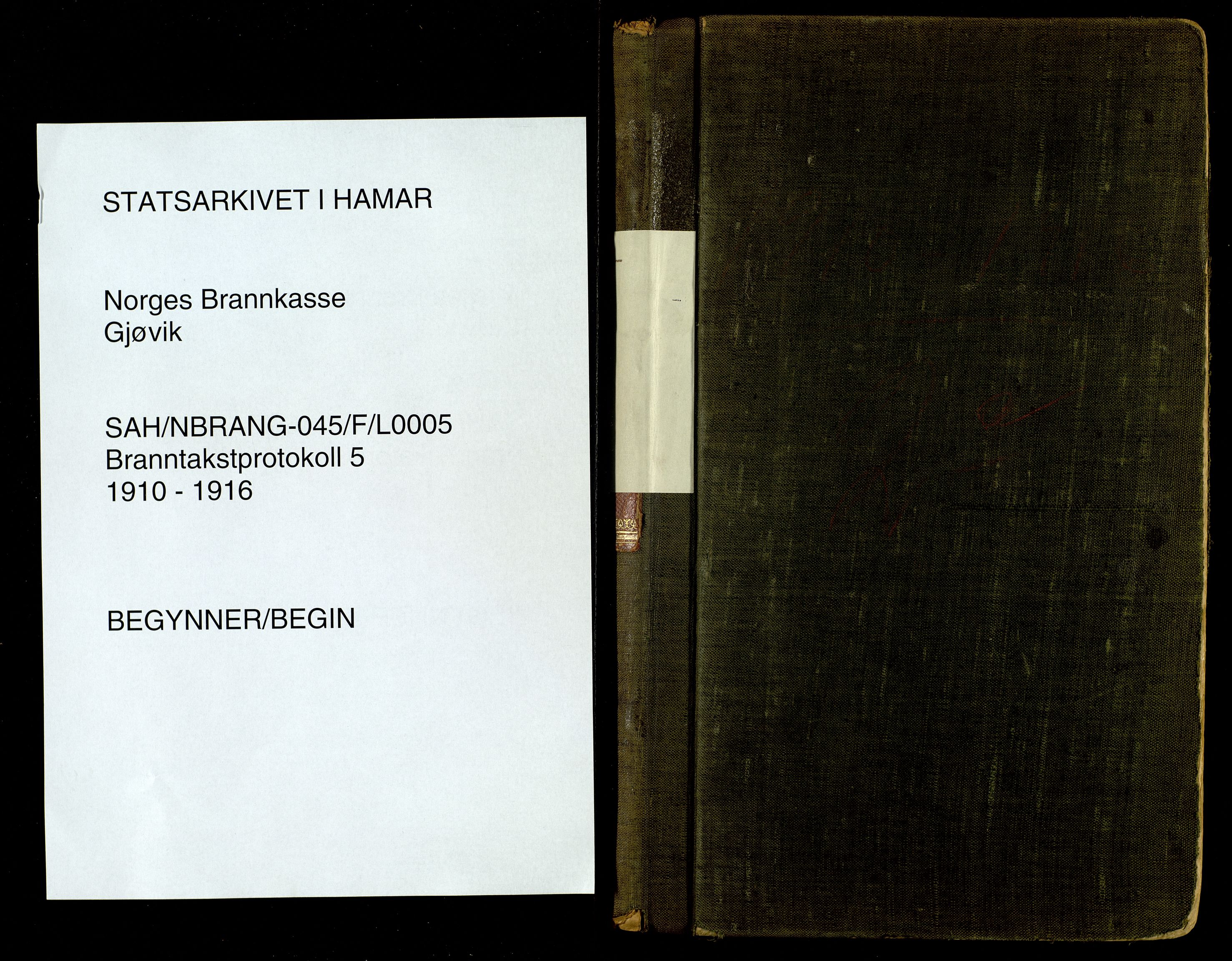Norges Brannkasse, Gjøvik, AV/SAH-NBRANG-045/F/L0005: Branntakstprotokoll, 1910-1916