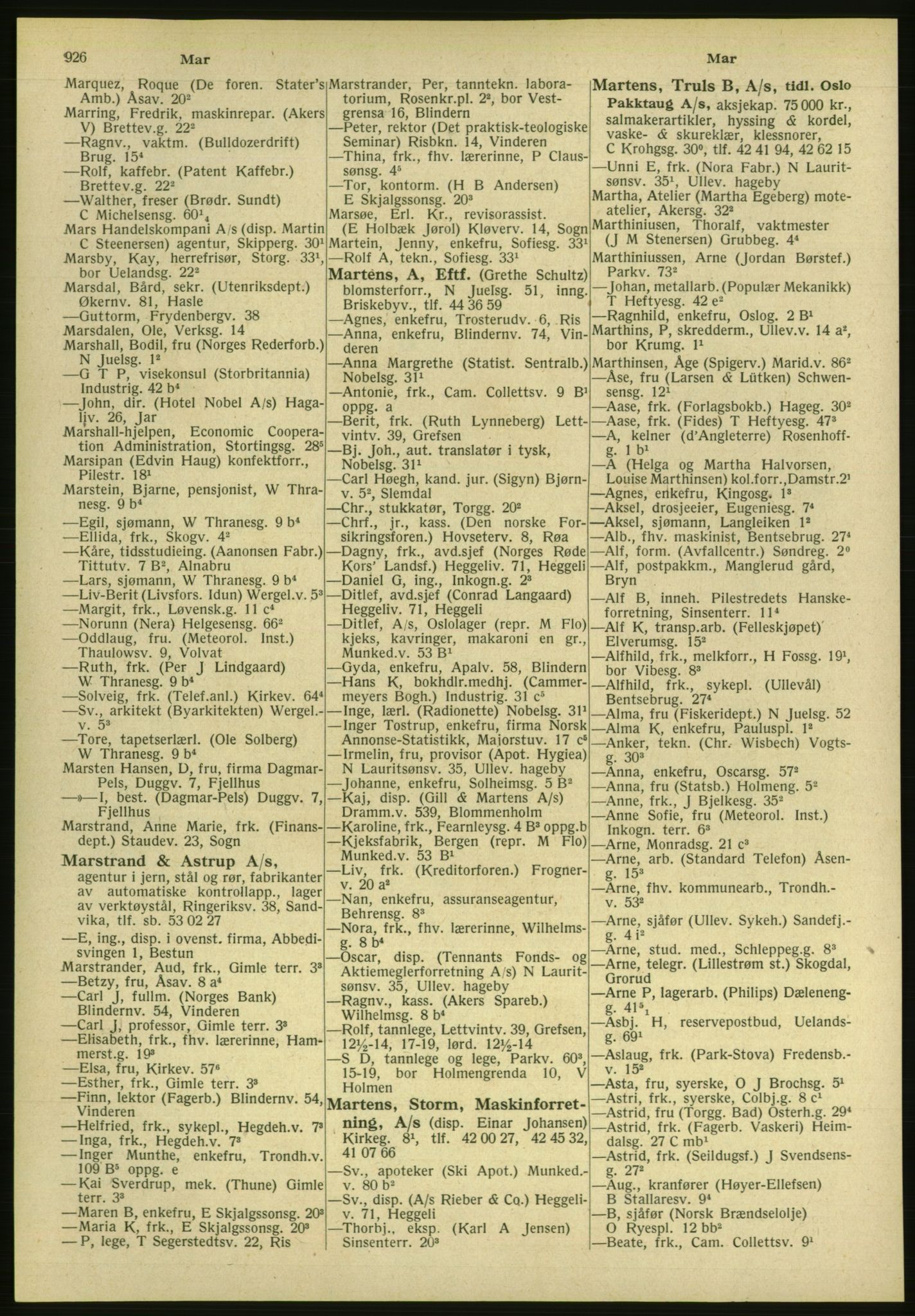 Kristiania/Oslo adressebok, PUBL/-, 1951, s. 926
