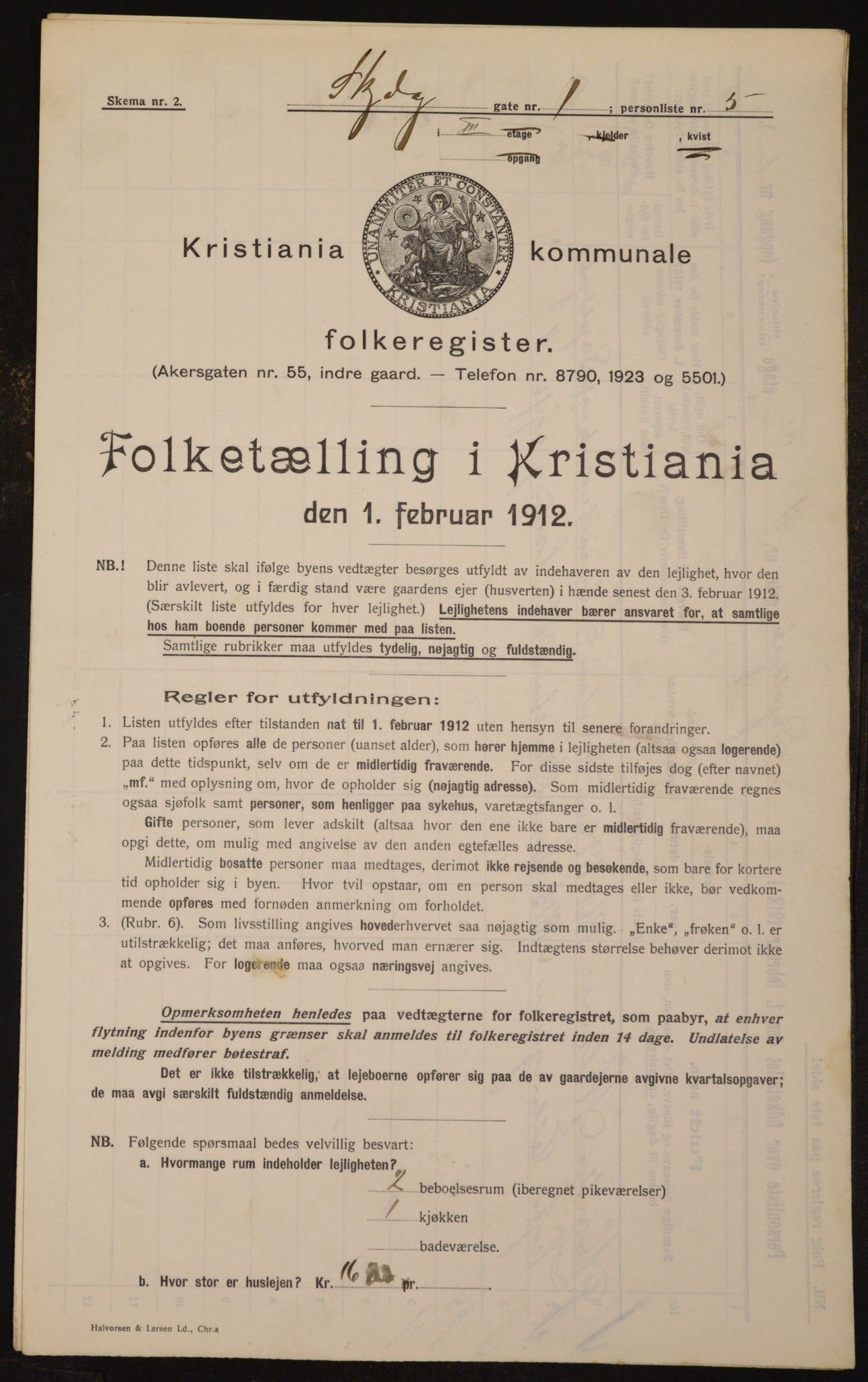 OBA, Kommunal folketelling 1.2.1912 for Kristiania, 1912, s. 96457