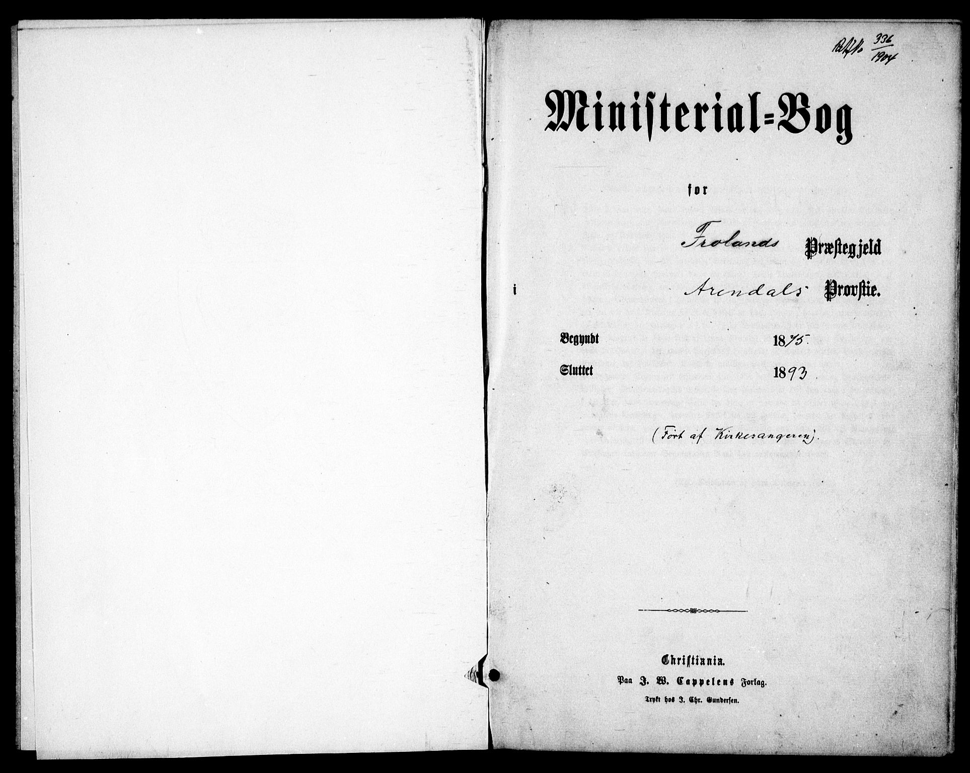 Froland sokneprestkontor, SAK/1111-0013/F/Fb/L0009: Klokkerbok nr. B 9, 1875-1893