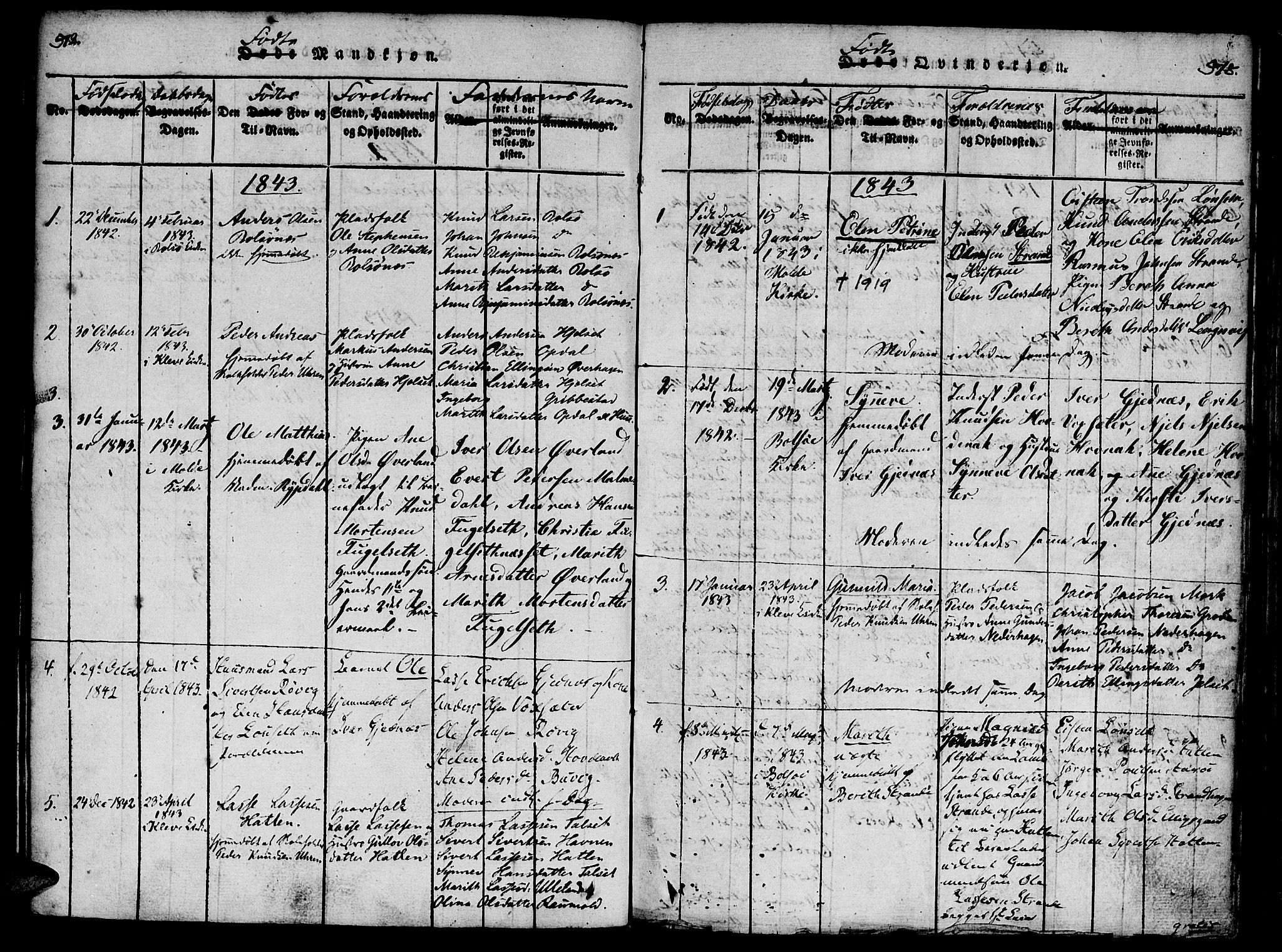 Ministerialprotokoller, klokkerbøker og fødselsregistre - Møre og Romsdal, AV/SAT-A-1454/555/L0652: Ministerialbok nr. 555A03, 1817-1843, s. 312-313