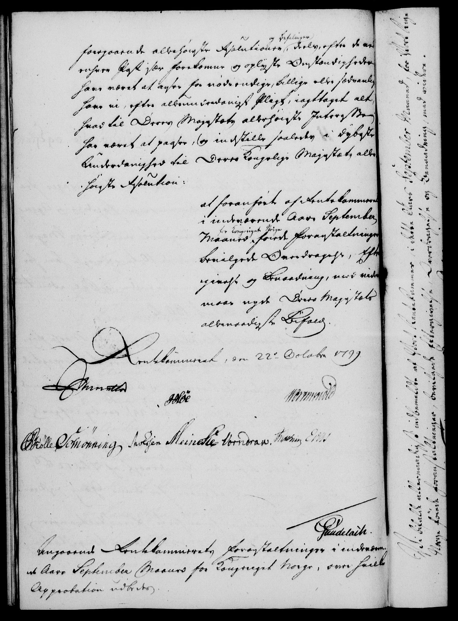 Rentekammeret, Kammerkanselliet, RA/EA-3111/G/Gf/Gfa/L0081: Norsk relasjons- og resolusjonsprotokoll (merket RK 52.81), 1799, s. 699