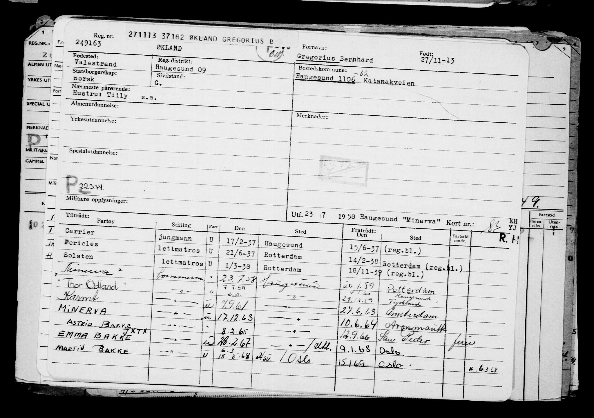 Direktoratet for sjømenn, RA/S-3545/G/Gb/L0116: Hovedkort, 1913, s. 736