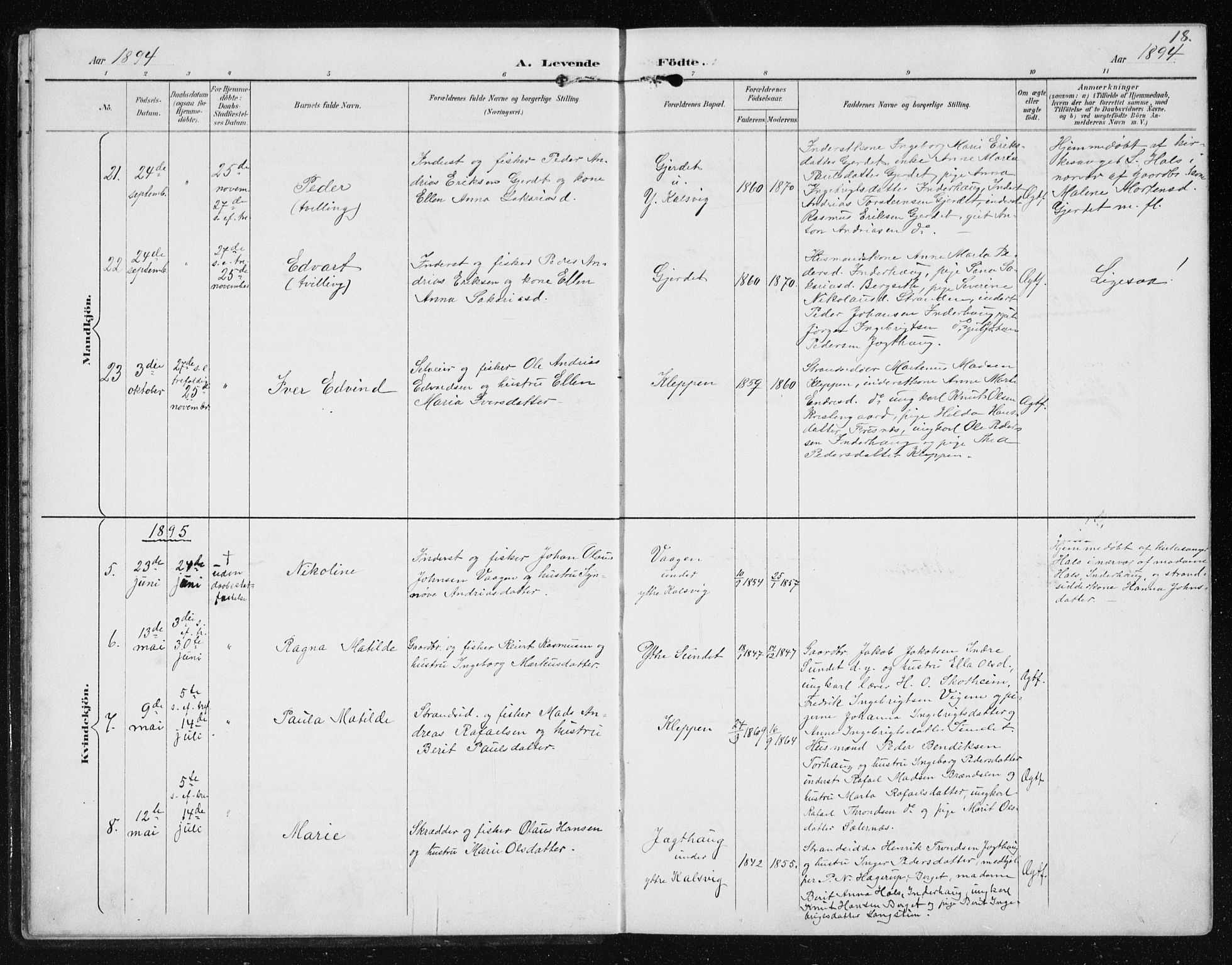 Ministerialprotokoller, klokkerbøker og fødselsregistre - Møre og Romsdal, AV/SAT-A-1454/566/L0773: Klokkerbok nr. 566C02, 1892-1909, s. 18