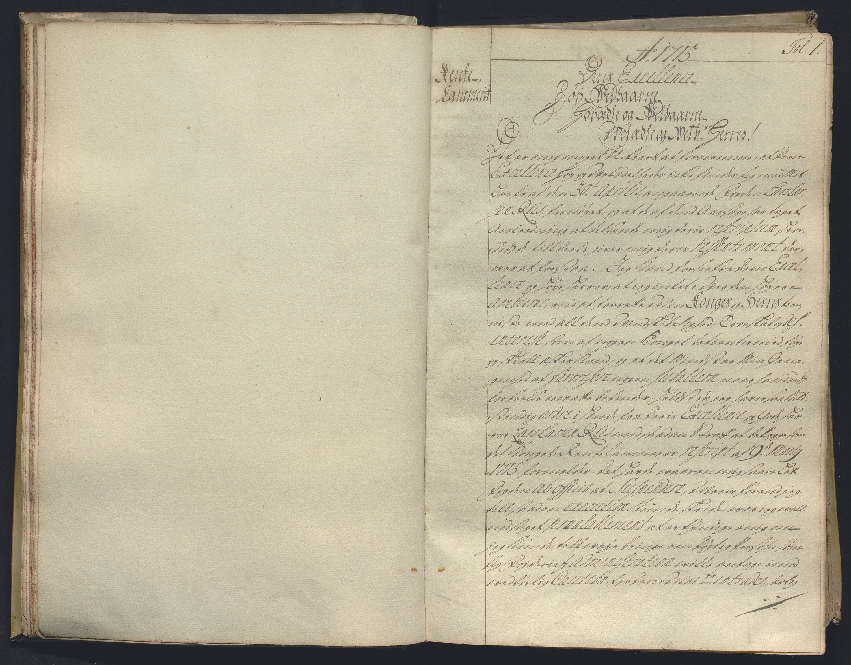 Kristiania stiftamt, AV/SAO-A-10386/B/Ba/L0004: Kopibok, 1715-1717, s. 1a