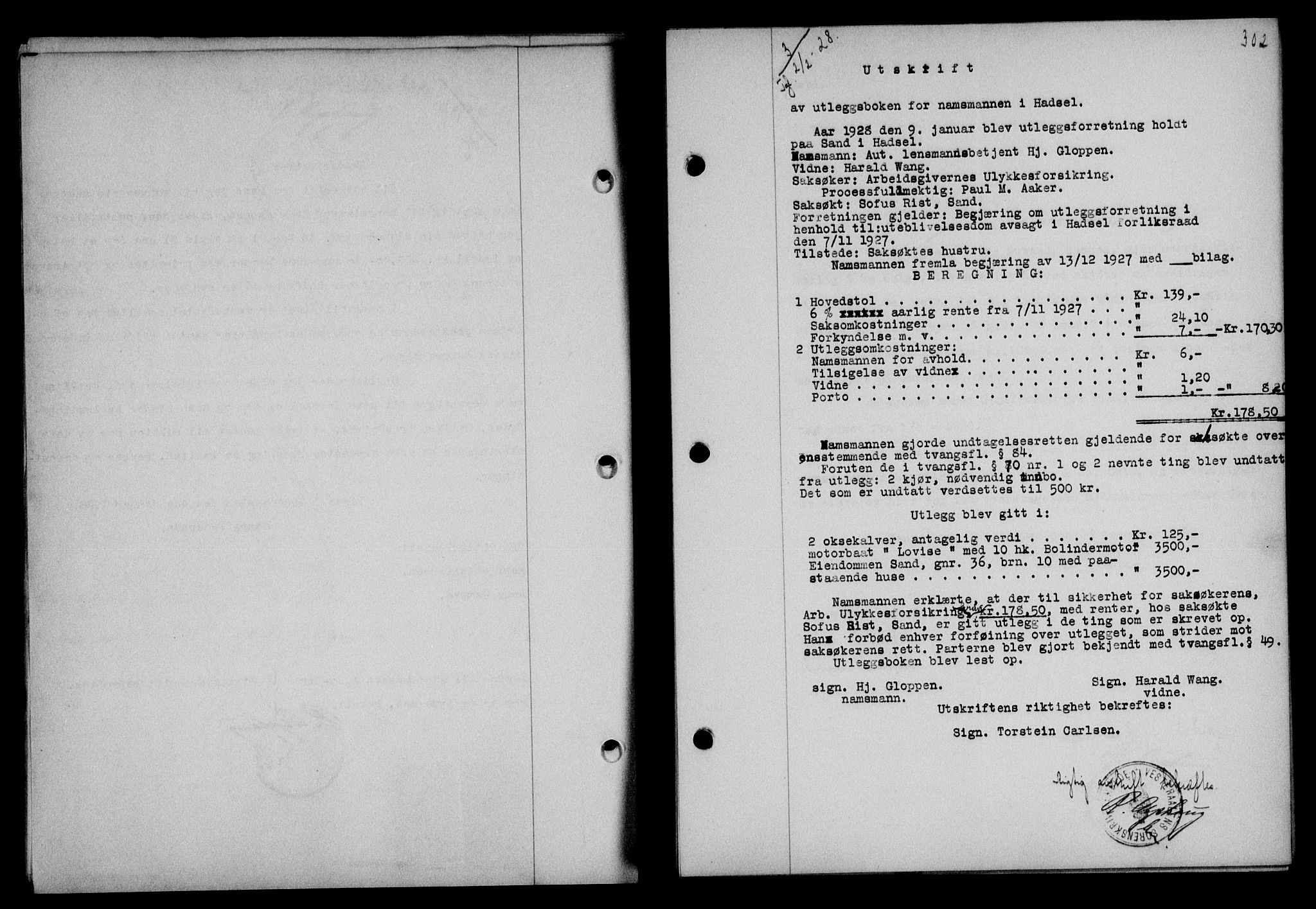 Vesterålen sorenskriveri, SAT/A-4180/1/2/2Ca/L0045: Pantebok nr. 38, 1927-1928, Tingl.dato: 02.02.1928