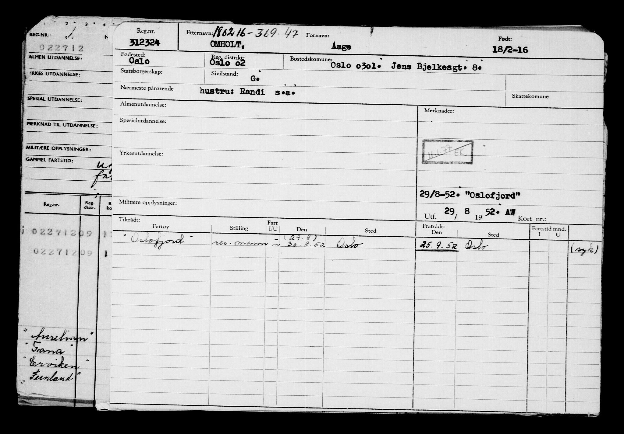 Direktoratet for sjømenn, AV/RA-S-3545/G/Gb/L0136: Hovedkort, 1916, s. 695