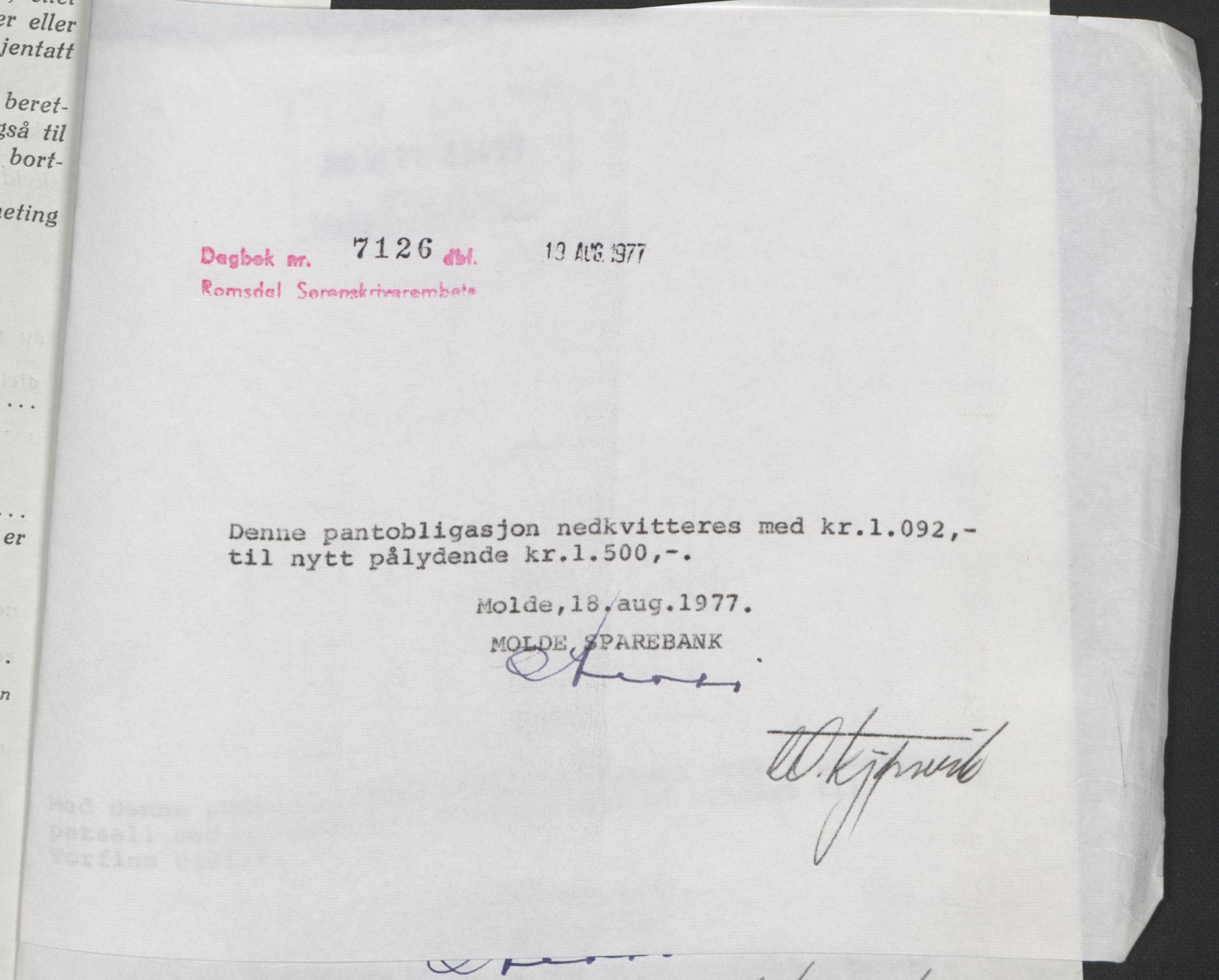 Romsdal sorenskriveri, SAT/A-4149/1/2/2C: Pantebok nr. B3, 1946-1948, Dagboknr: 7126/1977