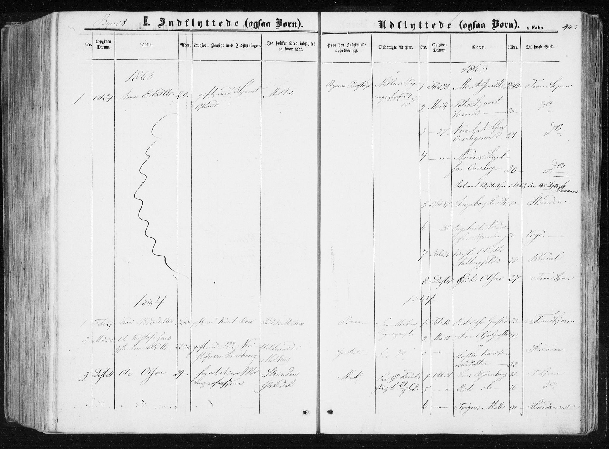 Ministerialprotokoller, klokkerbøker og fødselsregistre - Sør-Trøndelag, SAT/A-1456/612/L0377: Ministerialbok nr. 612A09, 1859-1877, s. 463