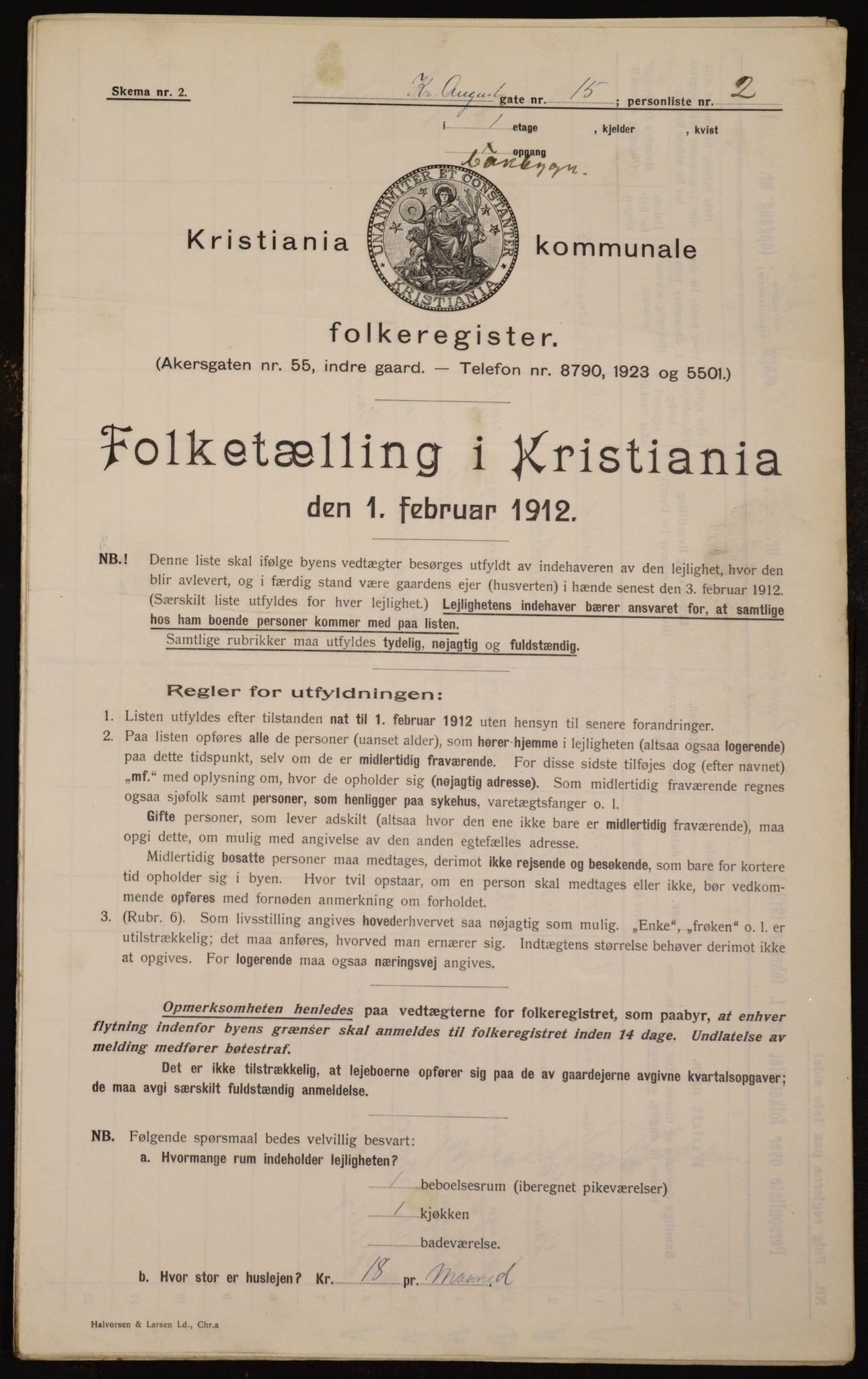 OBA, Kommunal folketelling 1.2.1912 for Kristiania, 1912, s. 54327