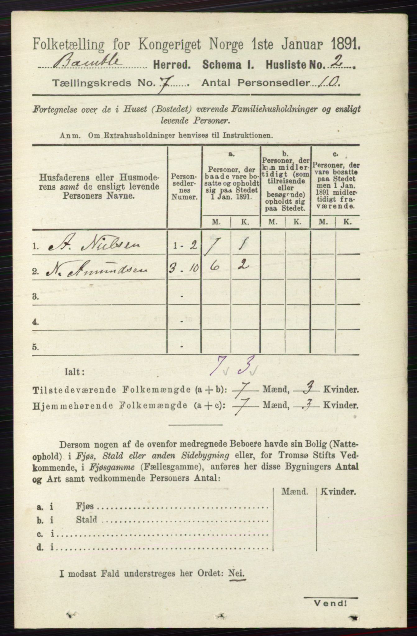 RA, Folketelling 1891 for 0814 Bamble herred, 1891, s. 2894