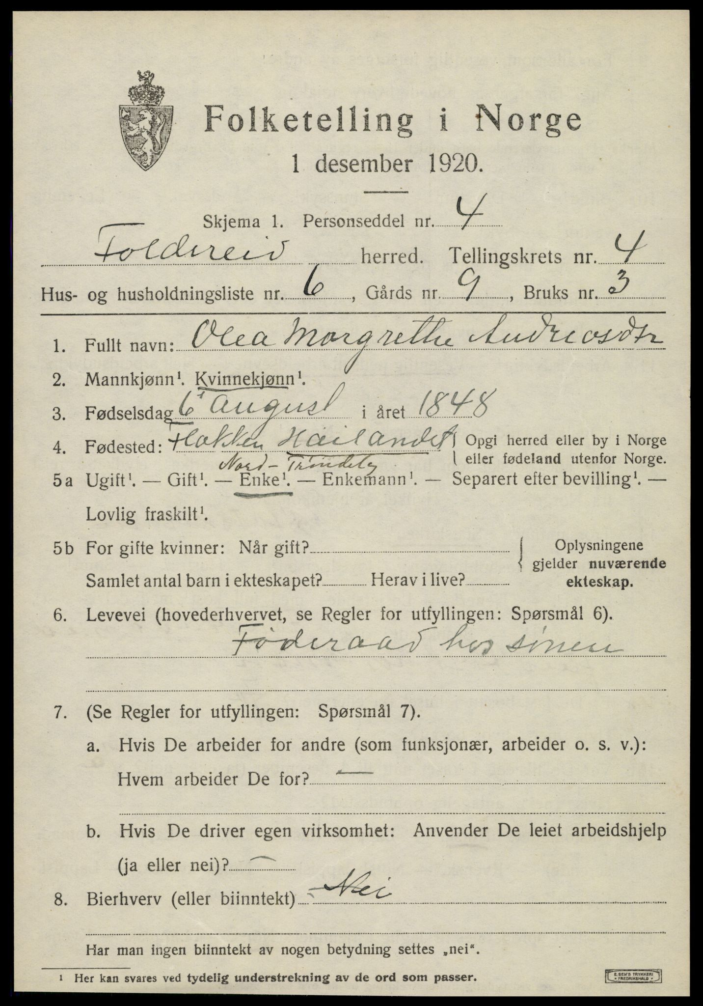 SAT, Folketelling 1920 for 1753 Foldereid herred, 1920, s. 1704