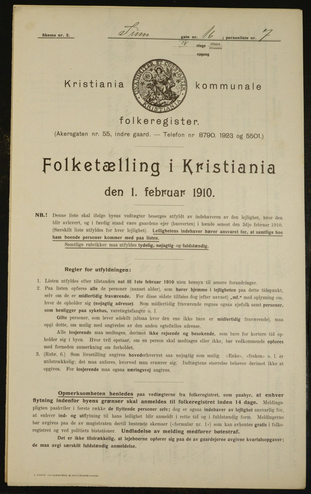 OBA, Kommunal folketelling 1.2.1910 for Kristiania, 1910, s. 99305