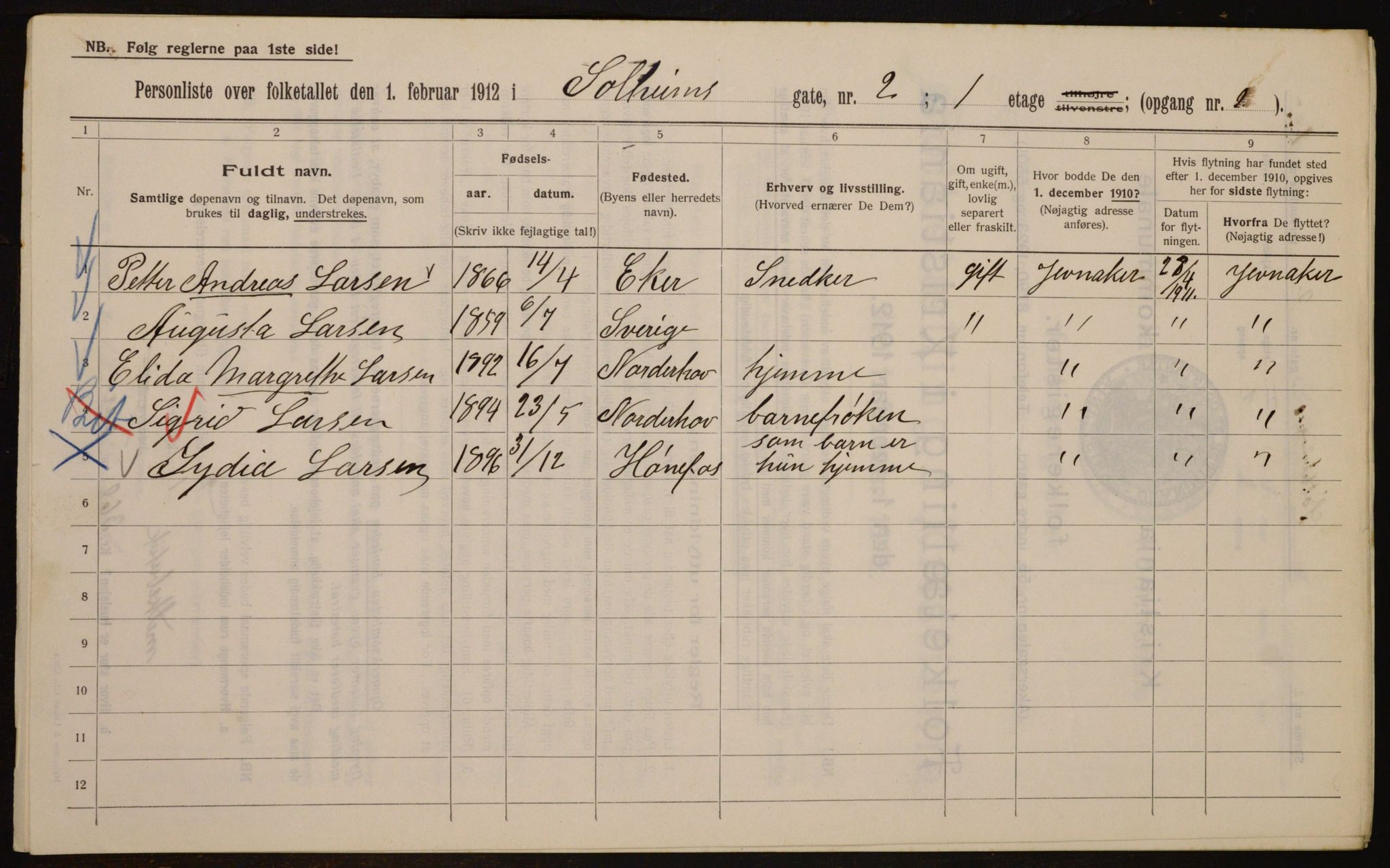 OBA, Kommunal folketelling 1.2.1912 for Kristiania, 1912, s. 99835