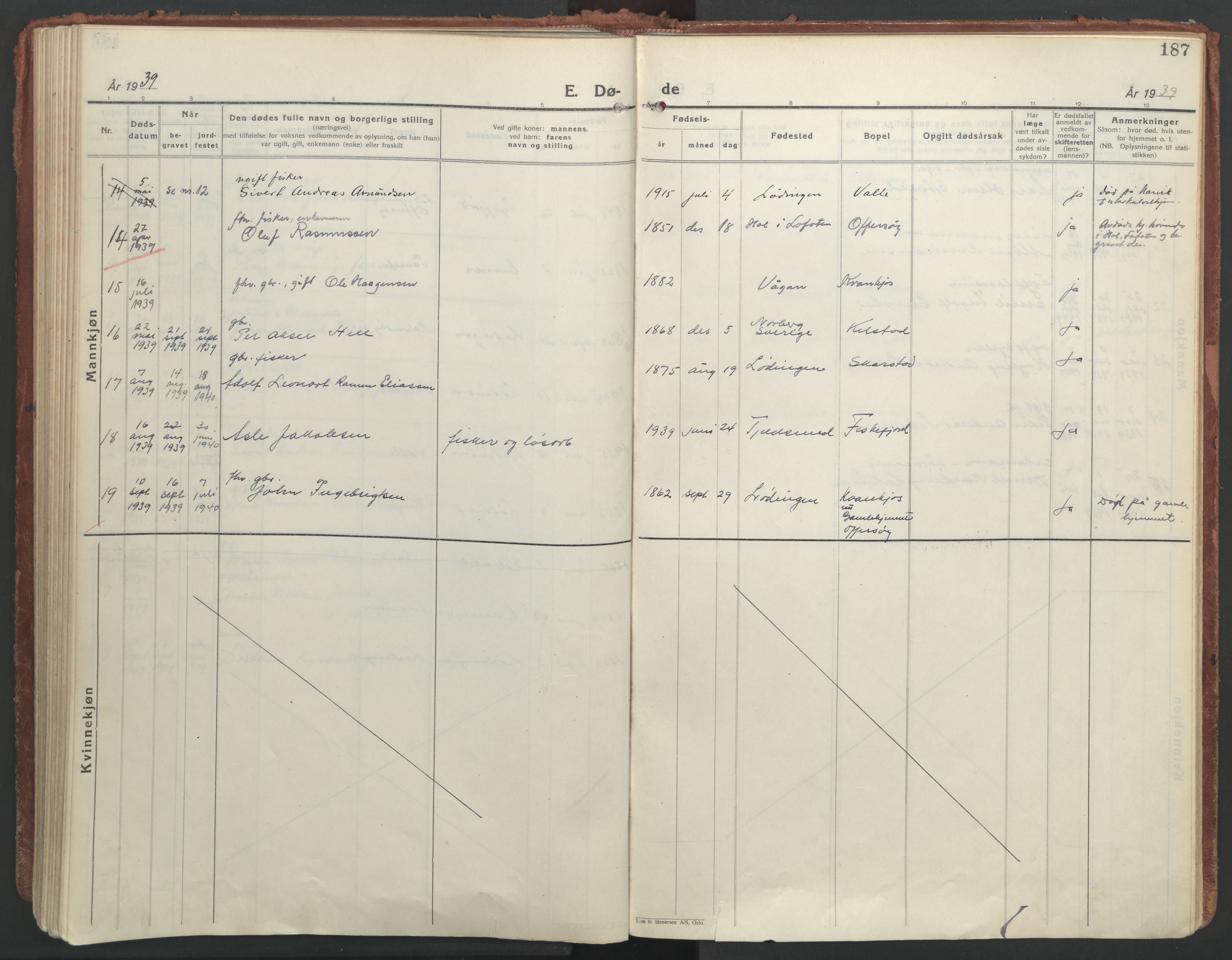 Ministerialprotokoller, klokkerbøker og fødselsregistre - Nordland, AV/SAT-A-1459/872/L1043: Ministerialbok nr. 872A18, 1925-1939, s. 187