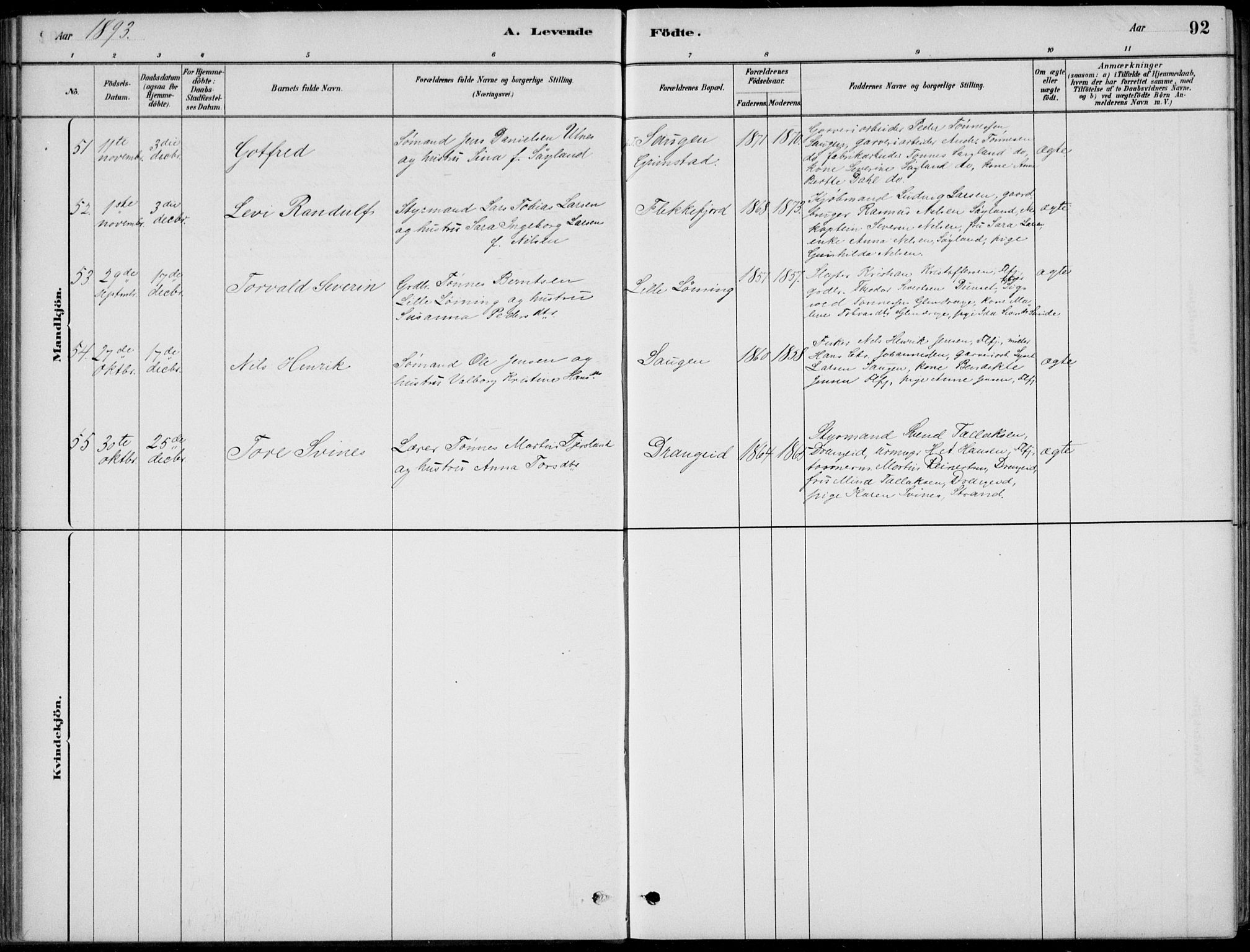 Flekkefjord sokneprestkontor, AV/SAK-1111-0012/F/Fb/Fbc/L0007: Klokkerbok nr. B 7, 1880-1902, s. 92