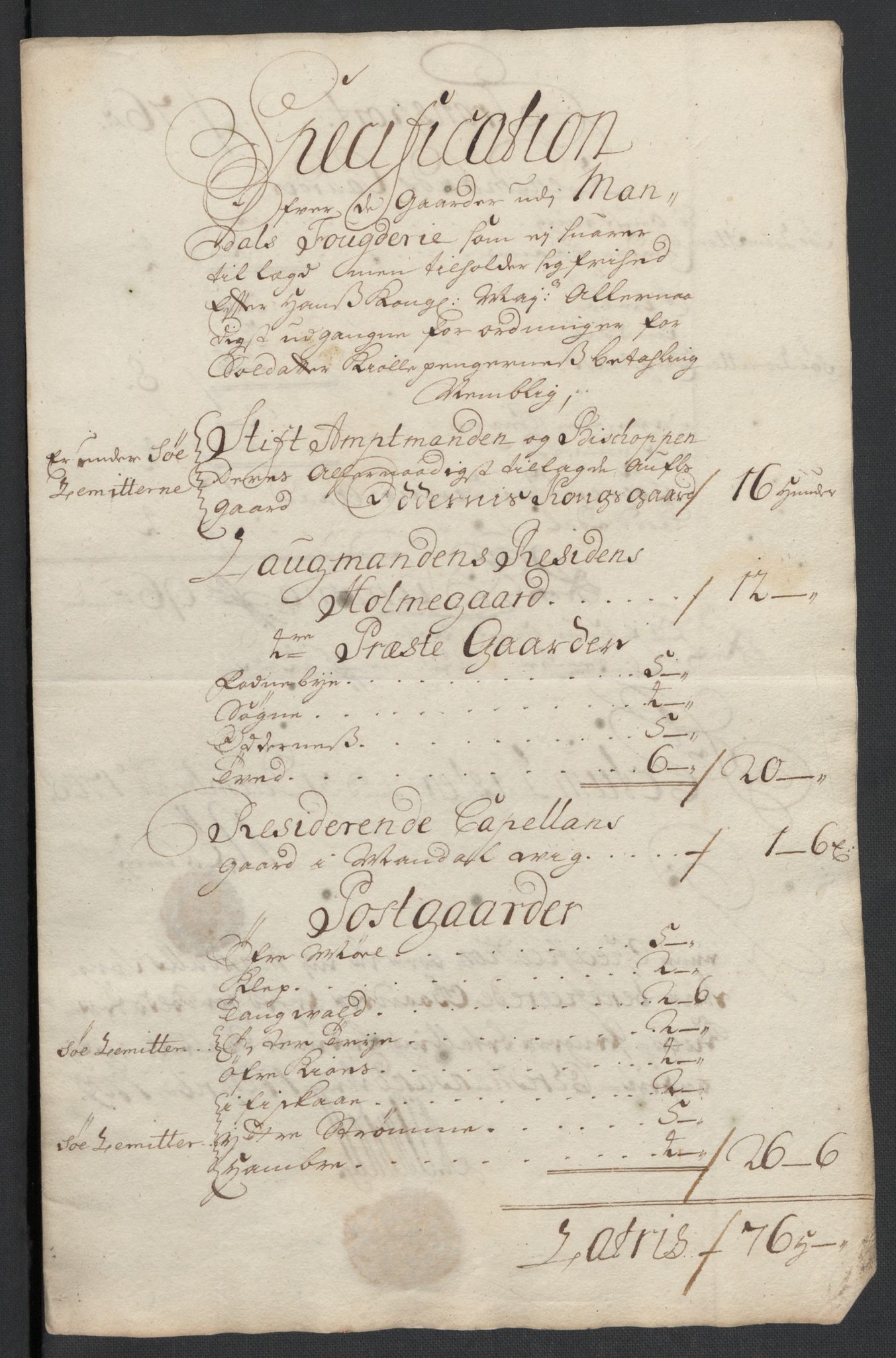 Rentekammeret inntil 1814, Reviderte regnskaper, Fogderegnskap, RA/EA-4092/R43/L2552: Fogderegnskap Lista og Mandal, 1705-1709, s. 190