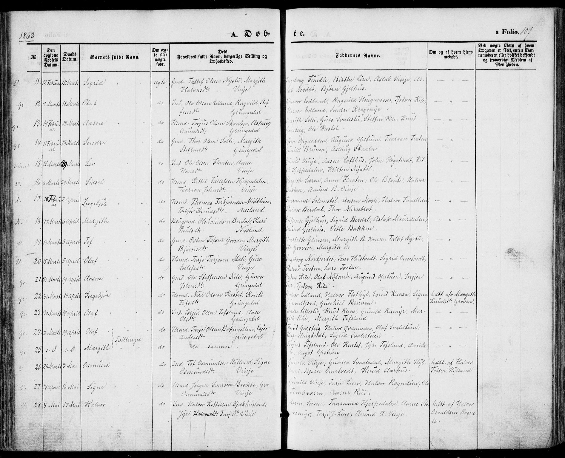 Vinje kirkebøker, AV/SAKO-A-312/F/Fa/L0004: Ministerialbok nr. I 4, 1843-1869, s. 107