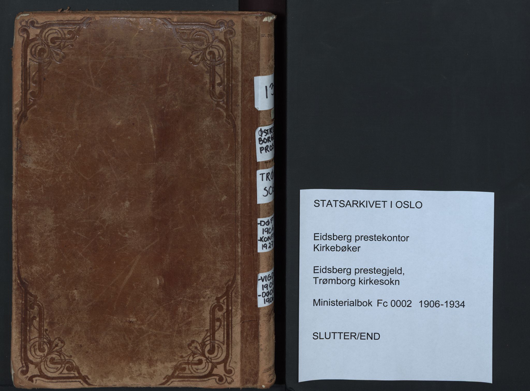 Eidsberg prestekontor Kirkebøker, SAO/A-10905/F/Fc/L0002: Ministerialbok nr. III 2, 1906-1934