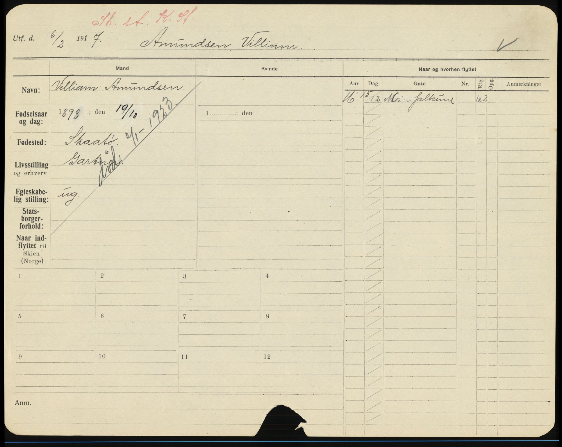 Skien folkeregister, AV/SAKO-A-425/H/Ha/L0001: Døde, 1916-1929, s. 1063