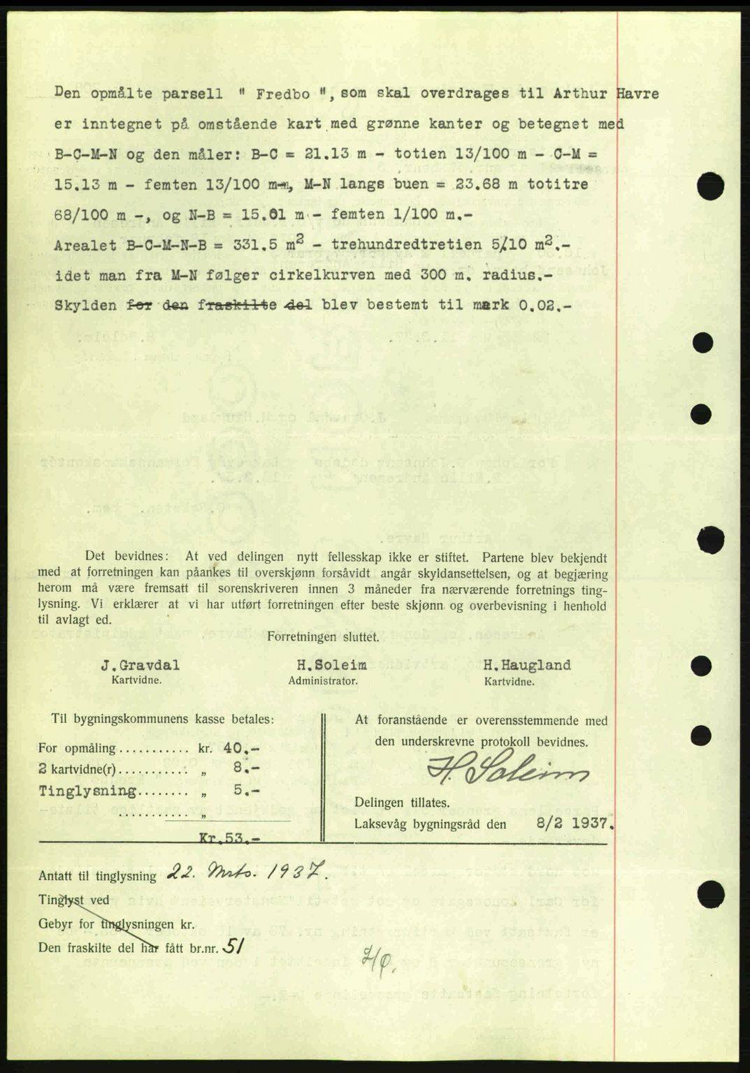 Midhordland sorenskriveri, SAB/A-3001/1/G/Gb/Gbk/L0001: Pantebok nr. A1-6, 1936-1937, Dagboknr: 1107/1937