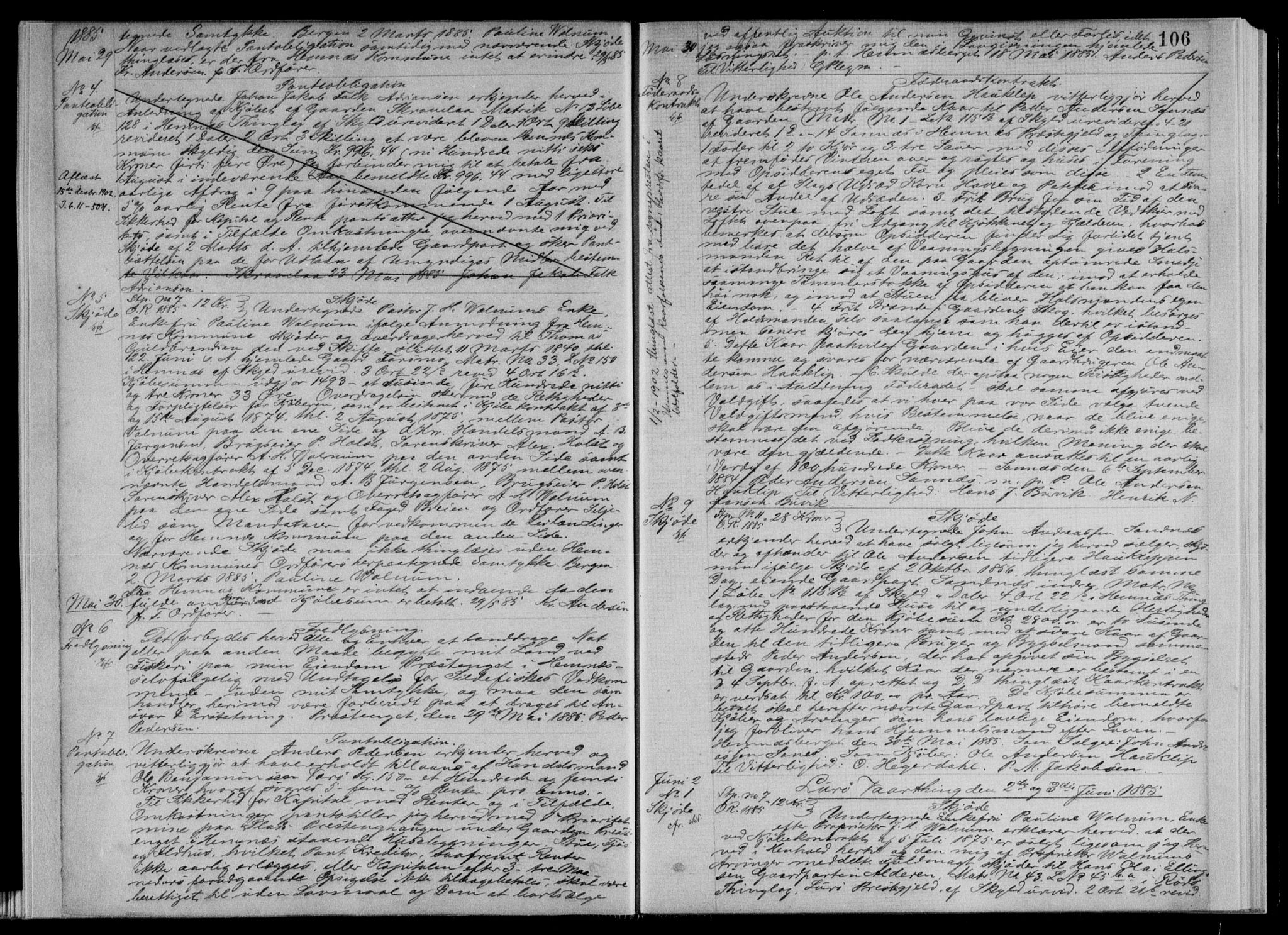 Rana sorenskriveri , SAT/A-1108/1/2/2C/L0007: Pantebok nr. 7I, 1884-1888, s. 106