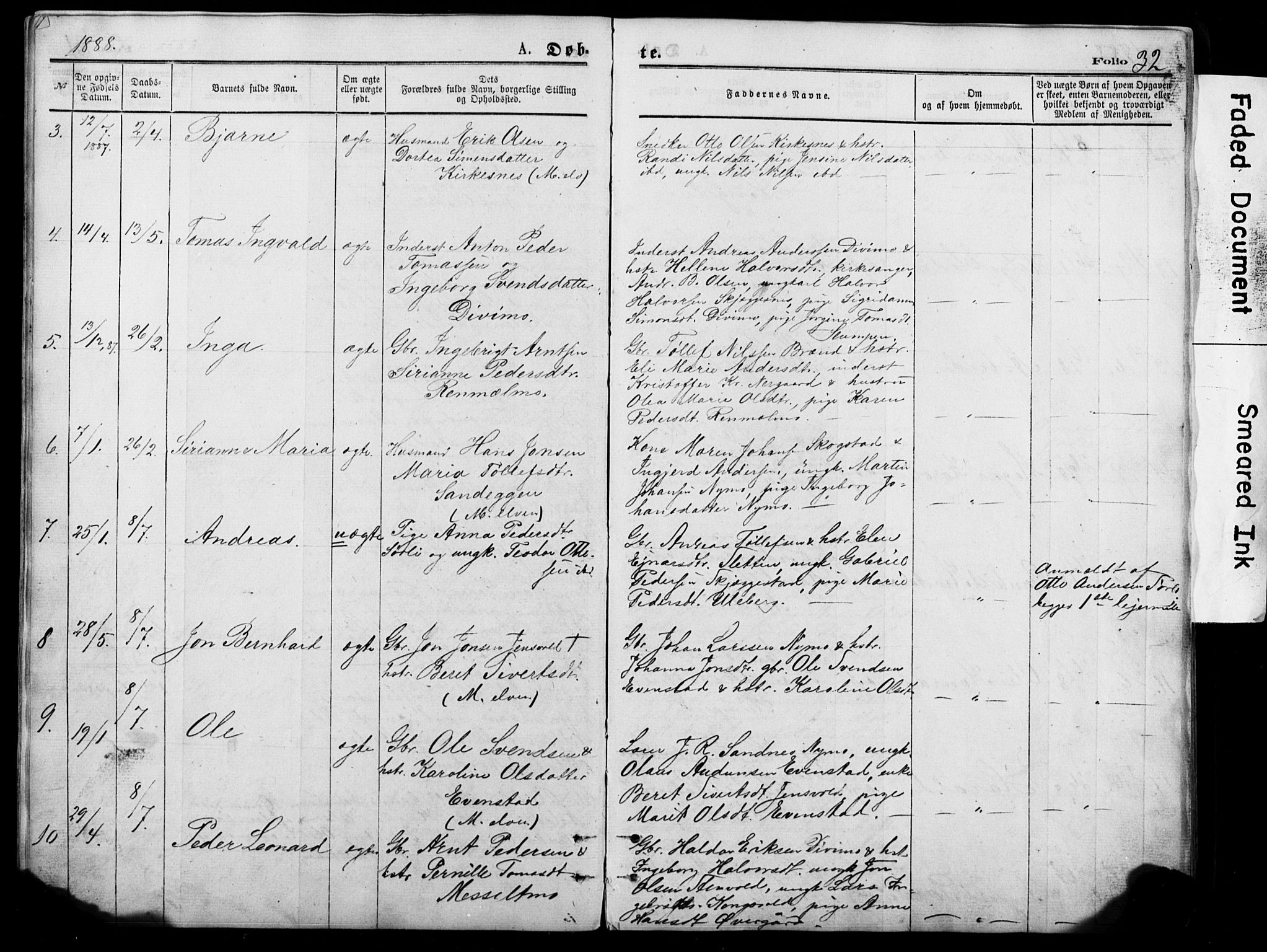 Målselv sokneprestembete, AV/SATØ-S-1311/G/Ga/Gab/L0011klokker: Klokkerbok nr. 11, 1871-1900, s. 32