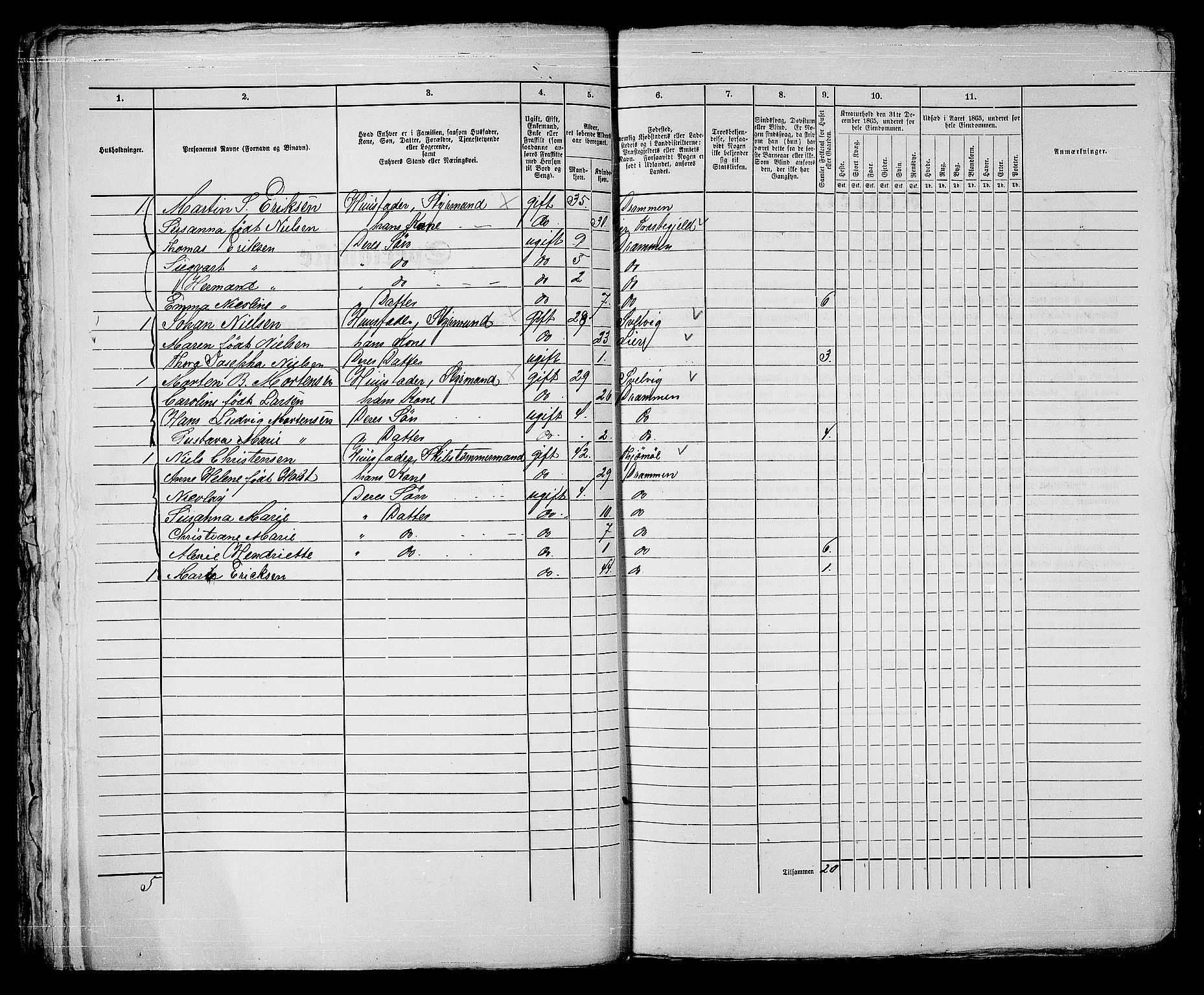 RA, Folketelling 1865 for 0602bP Strømsø prestegjeld i Drammen kjøpstad, 1865, s. 667