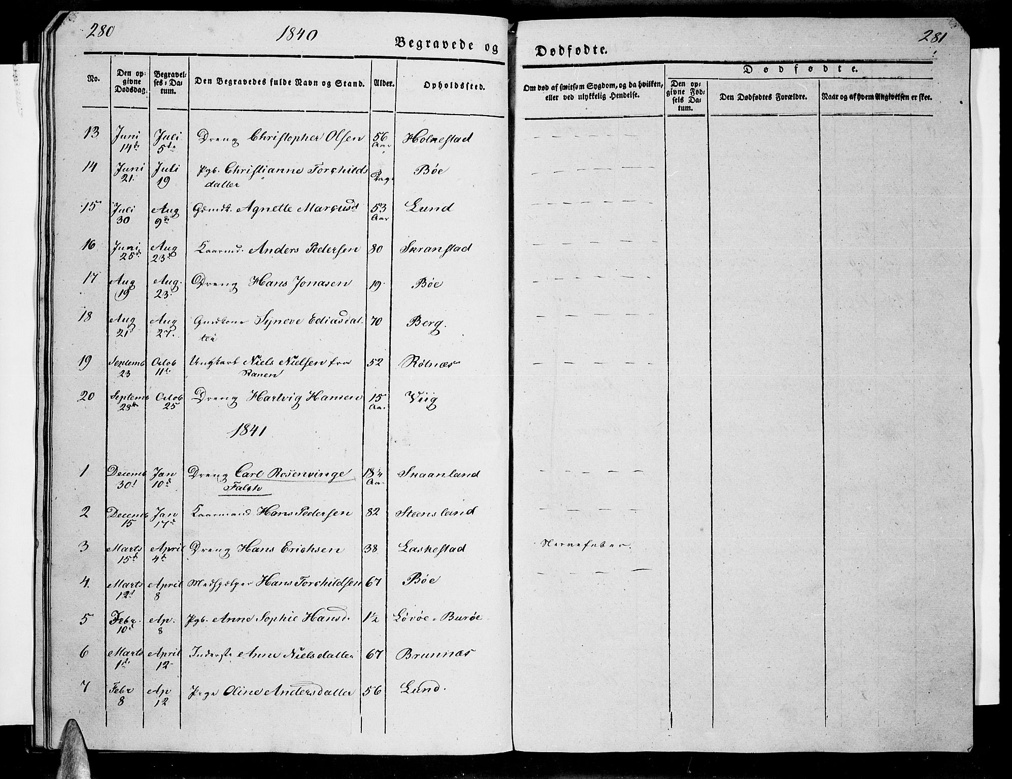 Ministerialprotokoller, klokkerbøker og fødselsregistre - Nordland, AV/SAT-A-1459/855/L0813: Klokkerbok nr. 855C02, 1836-1850, s. 280-281