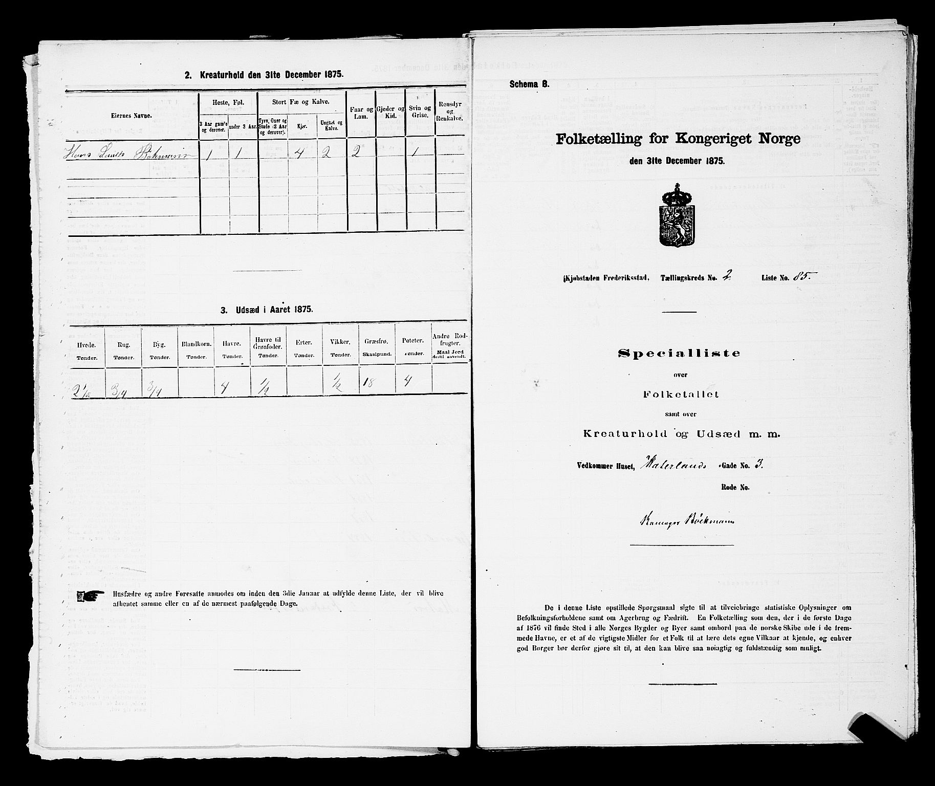 RA, Folketelling 1875 for 0103B Fredrikstad prestegjeld, Fredrikstad kjøpstad, 1875, s. 235