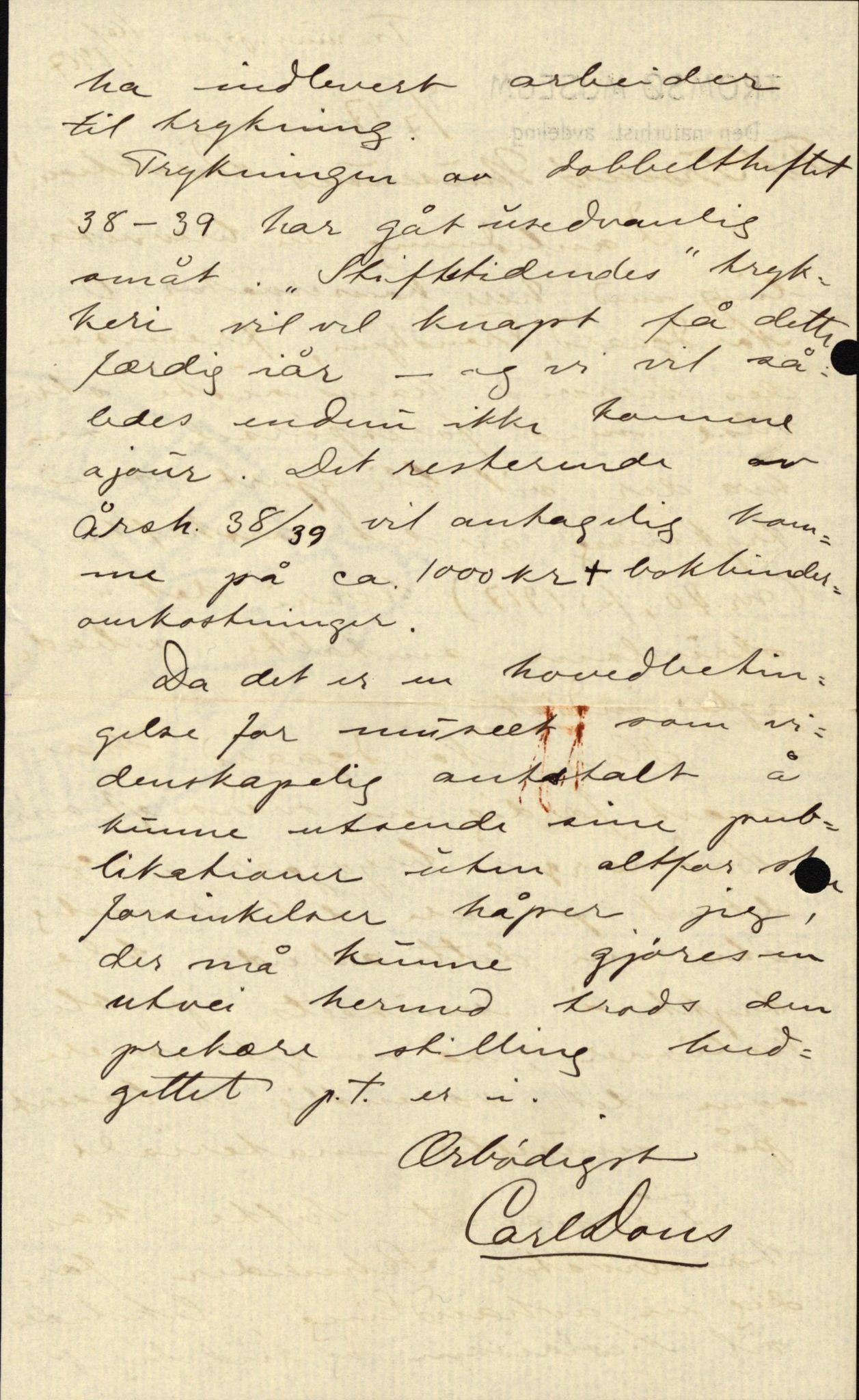 Tromsø Museum, AV/SATØ-S-0162/D/Da/L0030: Journalsaker og innkomne brev, 1906-1920, s. 394