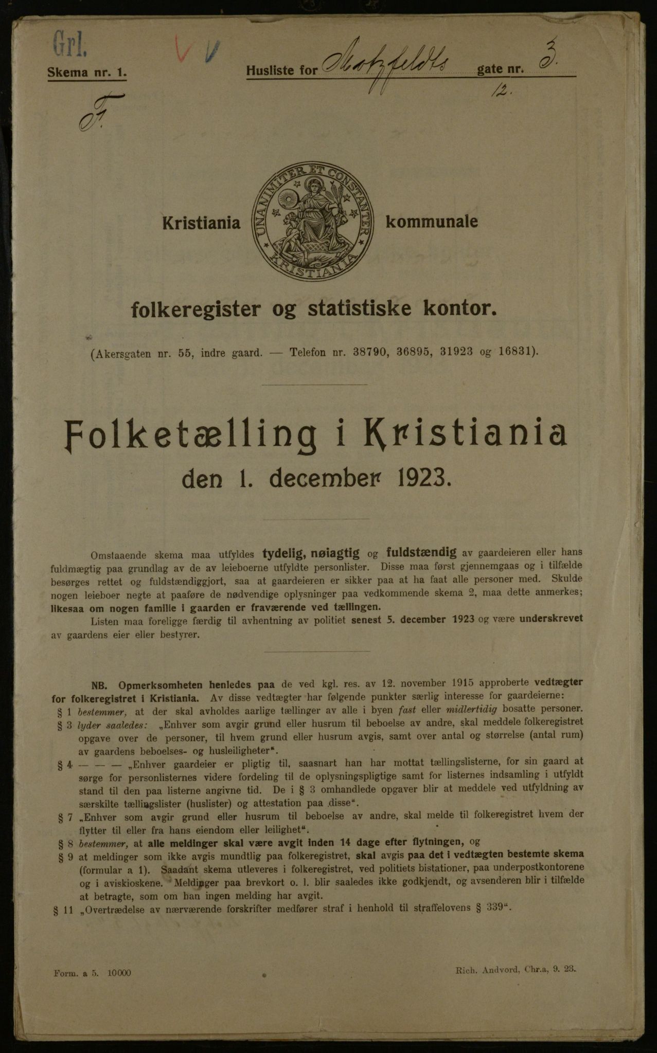 OBA, Kommunal folketelling 1.12.1923 for Kristiania, 1923, s. 72851