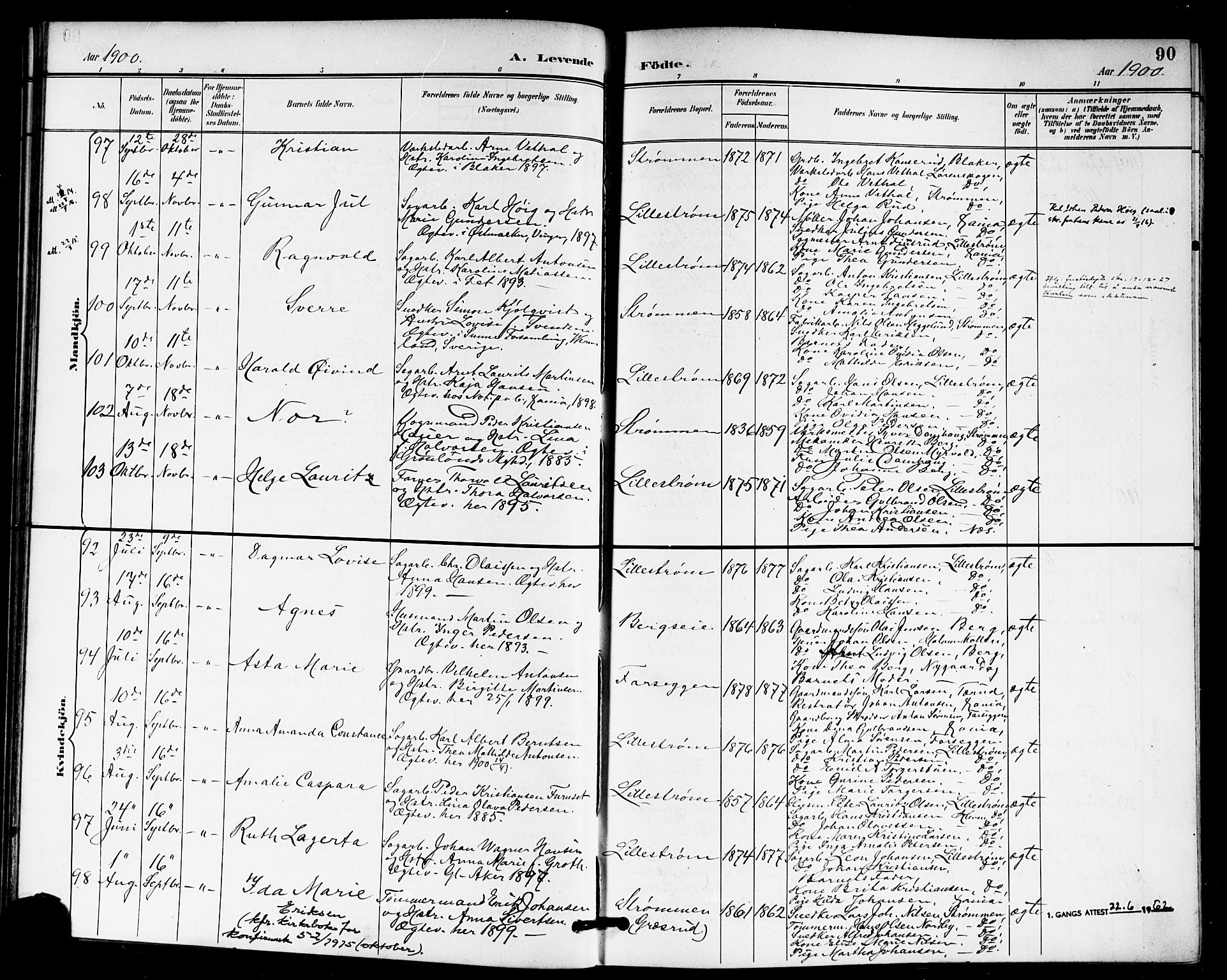 Skedsmo prestekontor Kirkebøker, AV/SAO-A-10033a/G/Ga/L0005a: Klokkerbok nr. I 5A, 1896-1901, s. 90
