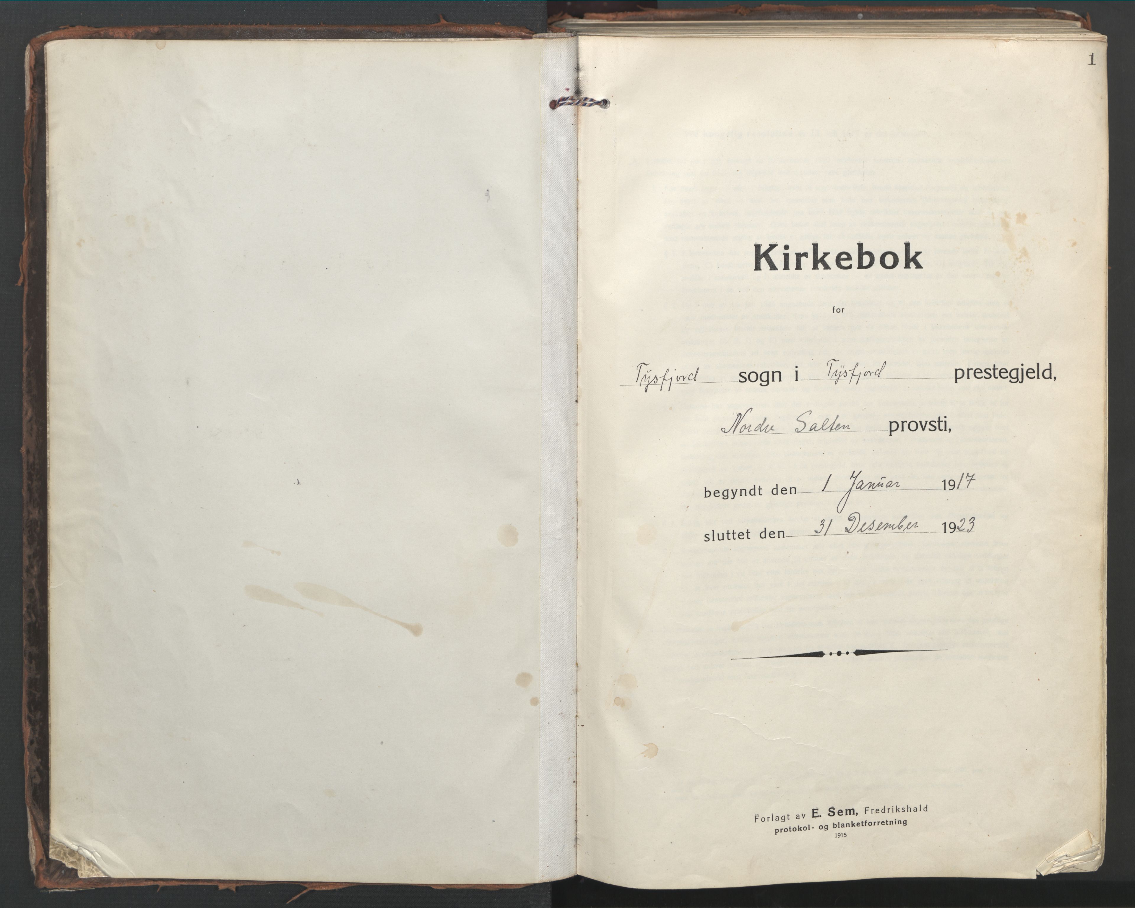 Ministerialprotokoller, klokkerbøker og fødselsregistre - Nordland, SAT/A-1459/861/L0872: Ministerialbok nr. 861A07, 1915-1924, s. 1