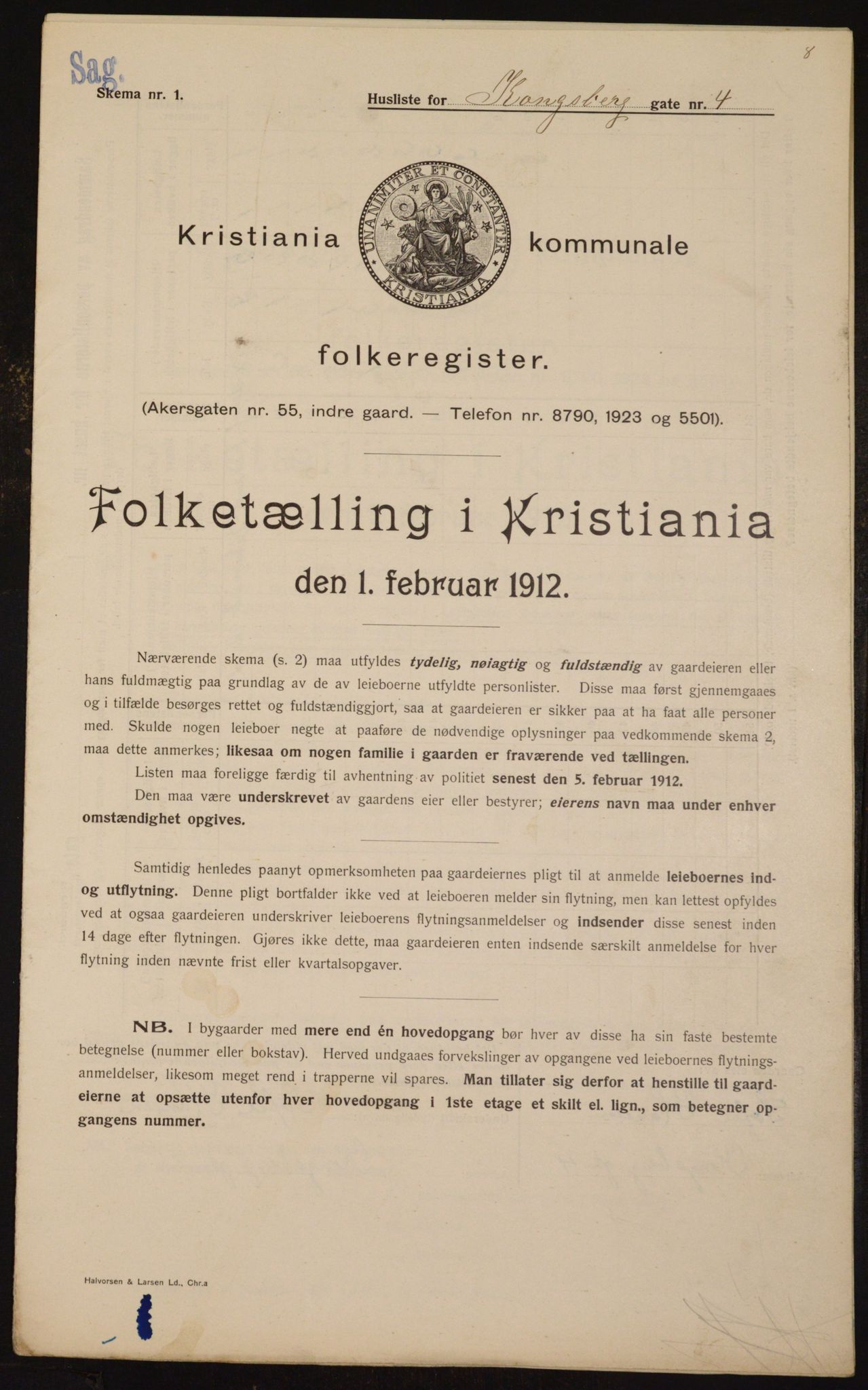 OBA, Kommunal folketelling 1.2.1912 for Kristiania, 1912, s. 52940