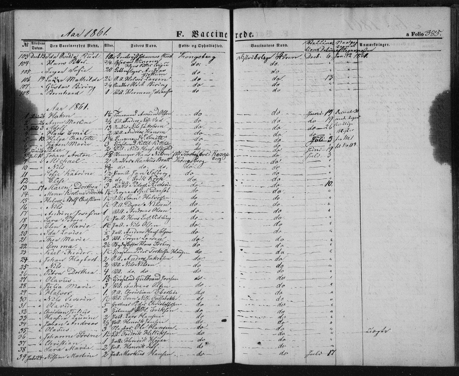 Kongsberg kirkebøker, AV/SAKO-A-22/F/Fa/L0010: Ministerialbok nr. I 10, 1859-1875, s. 385