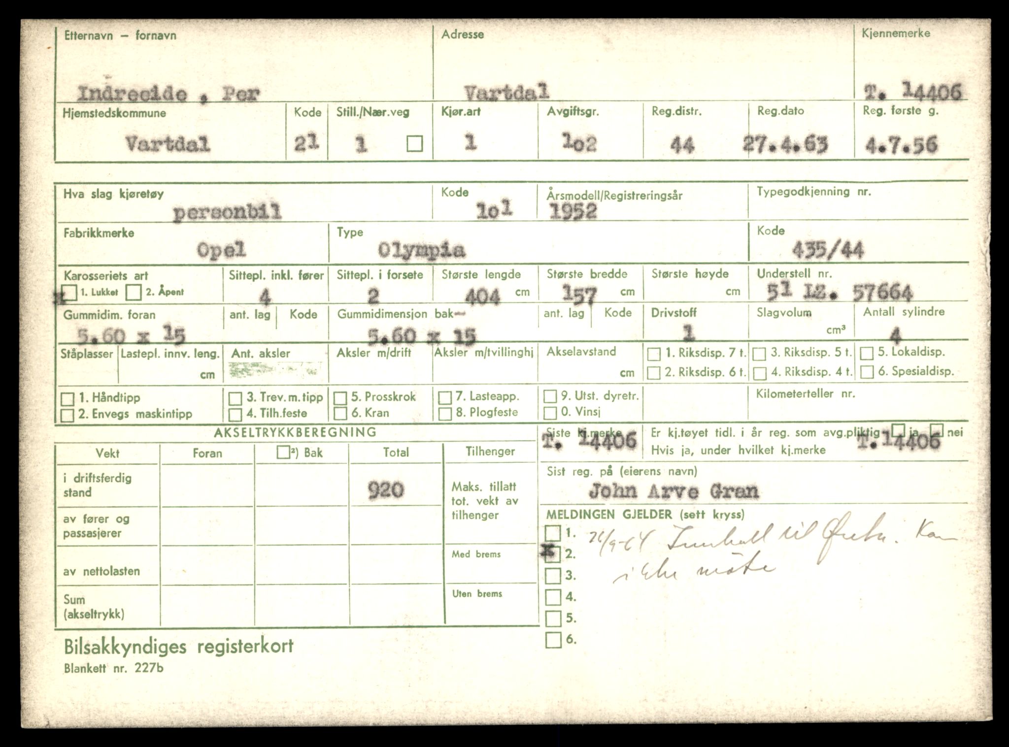 Møre og Romsdal vegkontor - Ålesund trafikkstasjon, AV/SAT-A-4099/F/Fe/L0045: Registreringskort for kjøretøy T 14320 - T 14444, 1927-1998, s. 2193