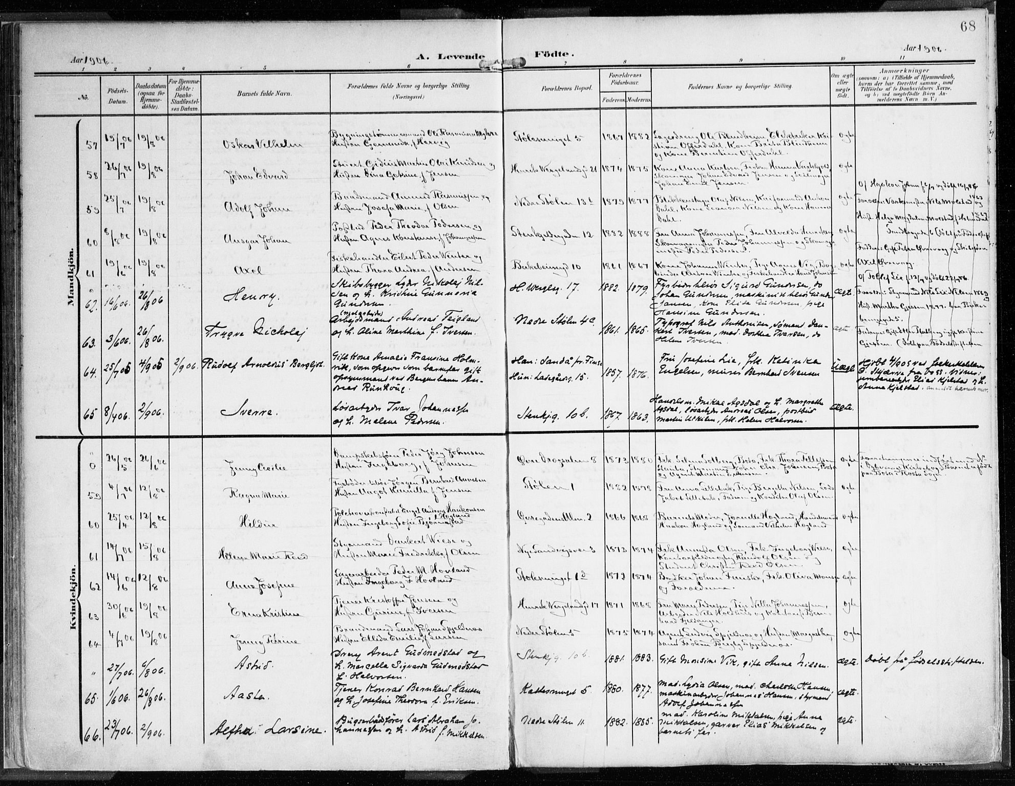 Mariakirken Sokneprestembete, AV/SAB-A-76901/H/Haa/L0010: Ministerialbok nr. B 1, 1901-1915, s. 68