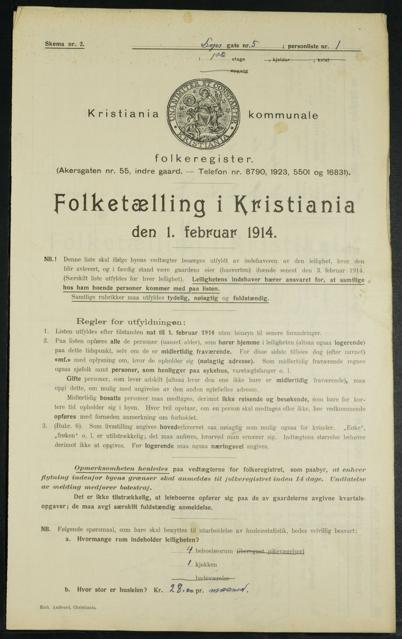 OBA, Kommunal folketelling 1.2.1914 for Kristiania, 1914, s. 16056