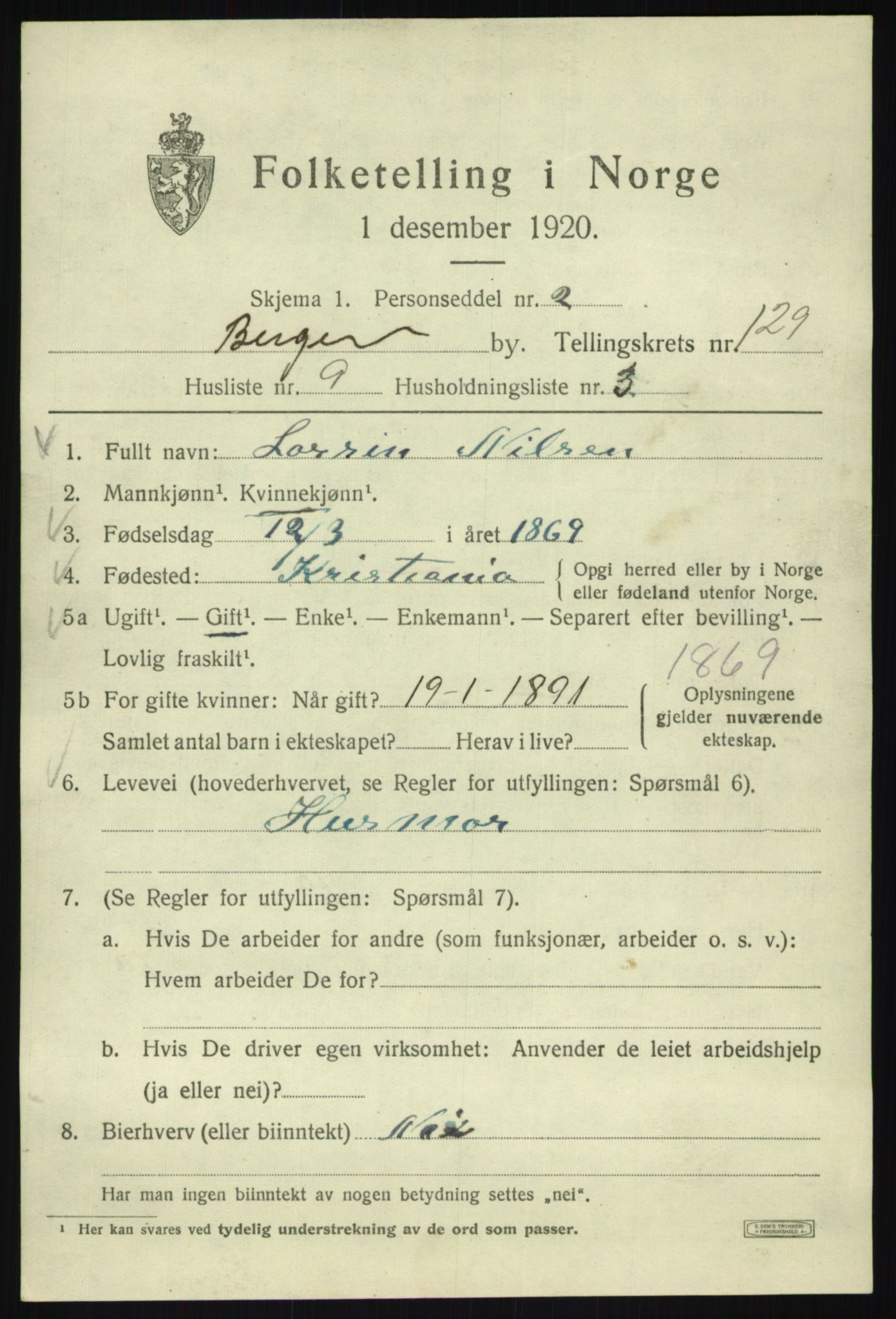 SAB, Folketelling 1920 for 1301 Bergen kjøpstad, 1920, s. 218068