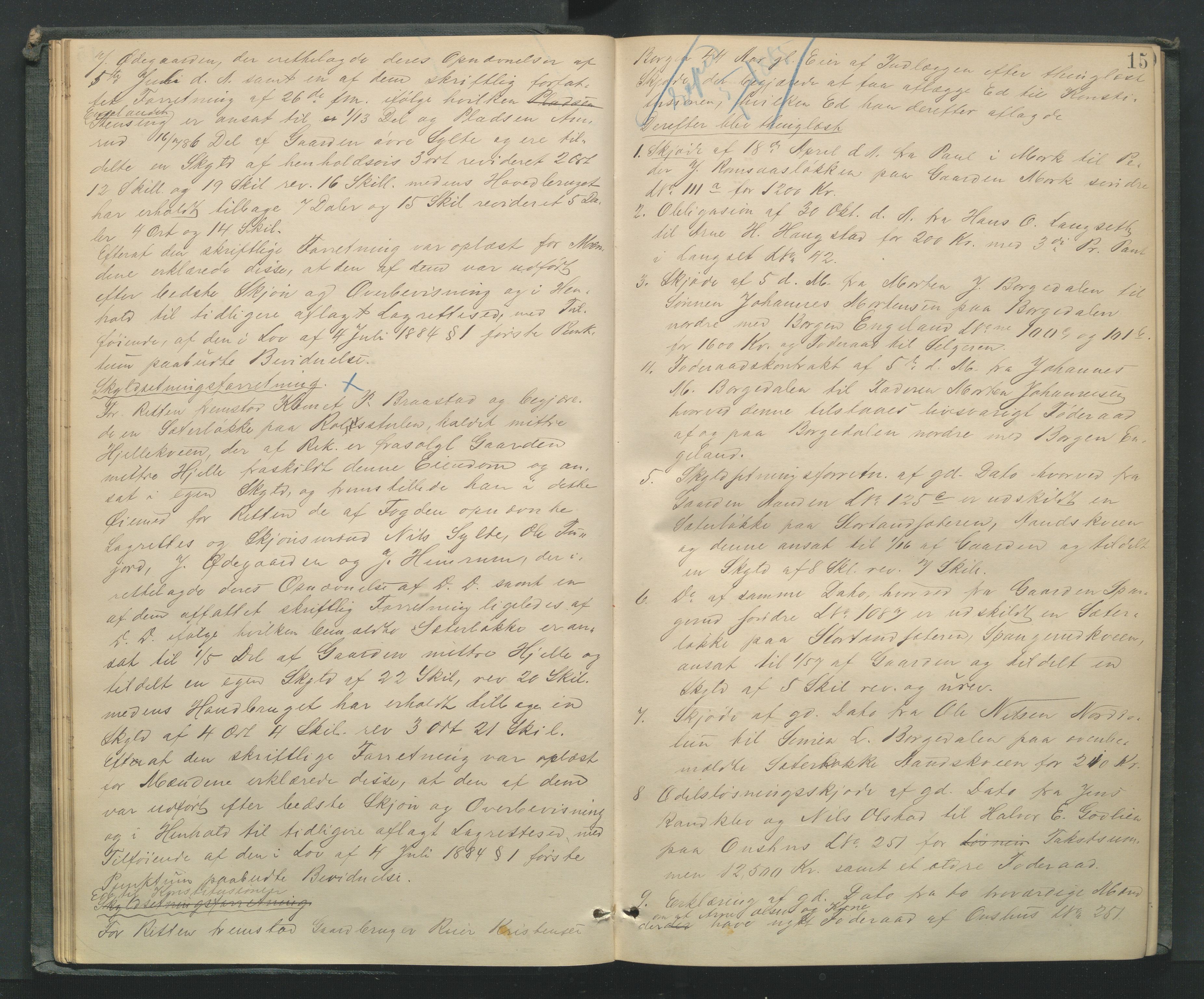 Mellom-Gudbrandsdal sorenskriveri, AV/SAH-TING-038/G/Gb/L0007: Tingbok, 1884-1888, s. 14b-15a