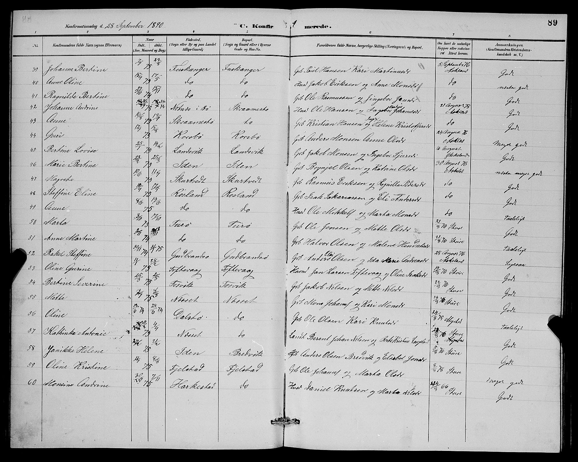 Herdla Sokneprestembete, AV/SAB-A-75701/H/Hab: Klokkerbok nr. A 3, 1889-1899, s. 89