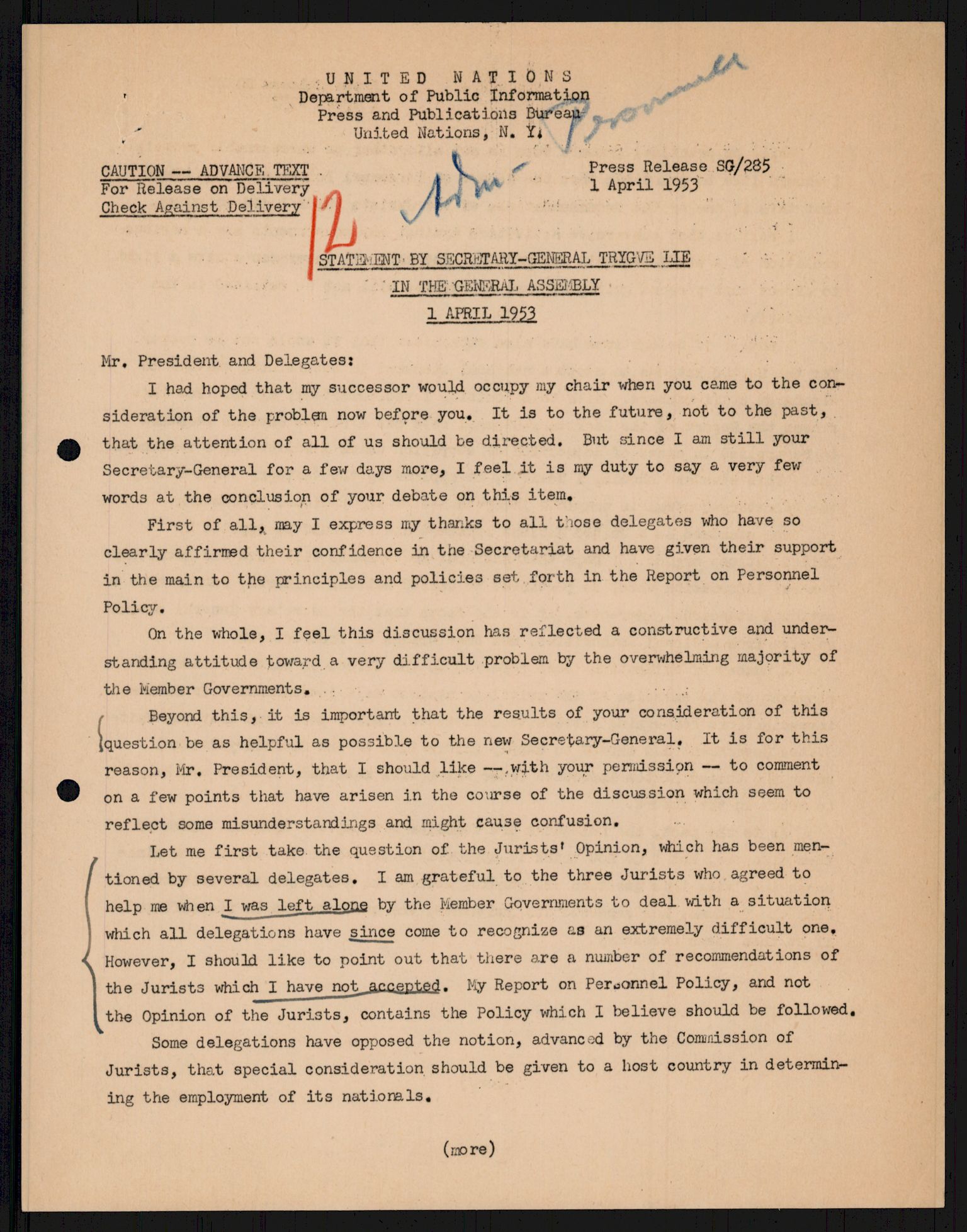Lie, Trygve, AV/RA-PA-1407/D/L0014: Generalsekretærens papirer., 1947-1953, s. 42