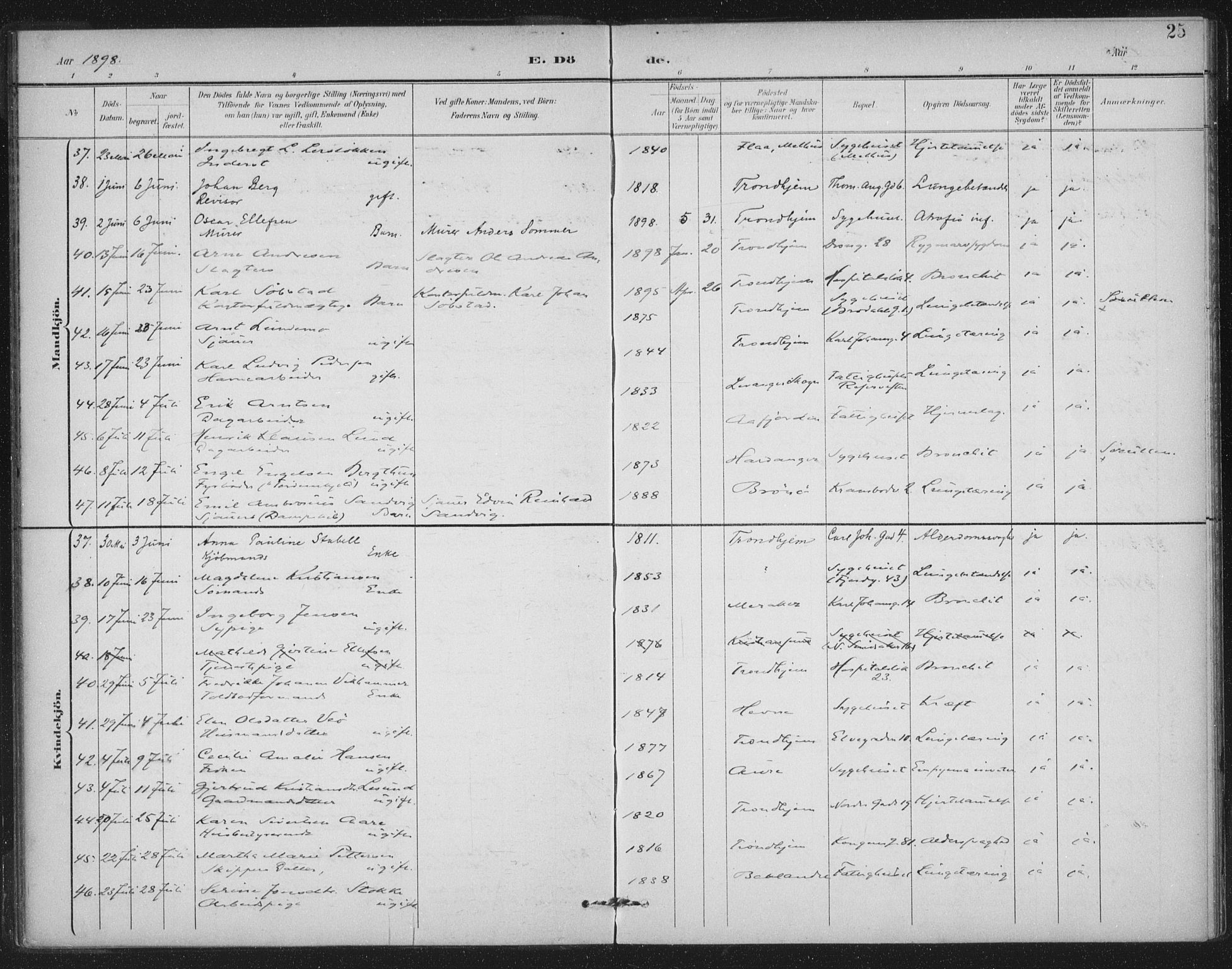 Ministerialprotokoller, klokkerbøker og fødselsregistre - Sør-Trøndelag, SAT/A-1456/602/L0123: Ministerialbok nr. 602A21, 1895-1910, s. 25